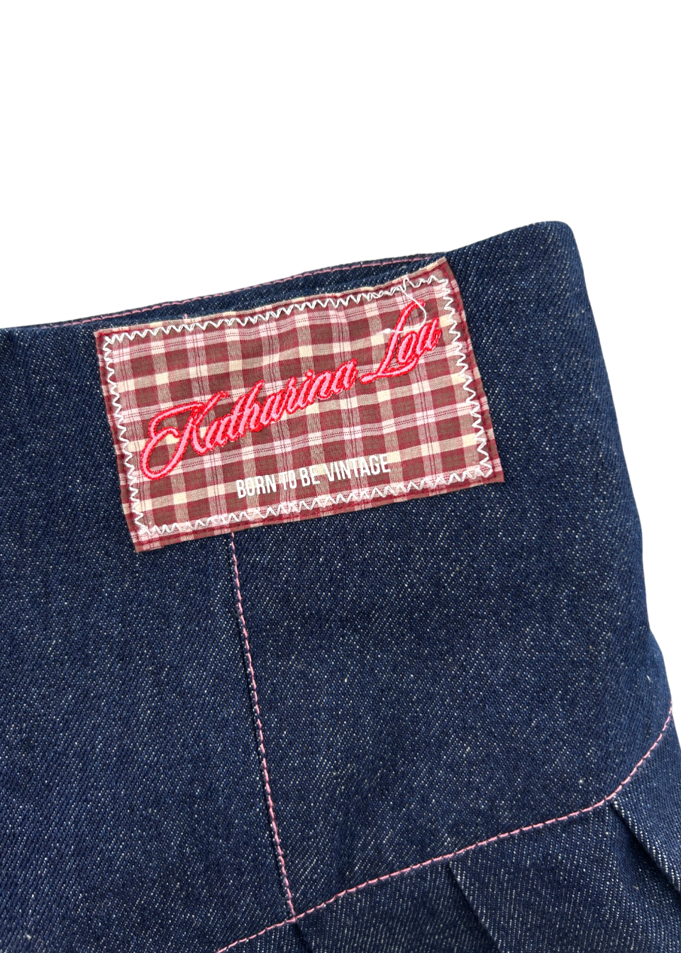 KATHARINA LOU (BNWT) Indigo Denim Contrast Stitch Pleated Mini Skirt