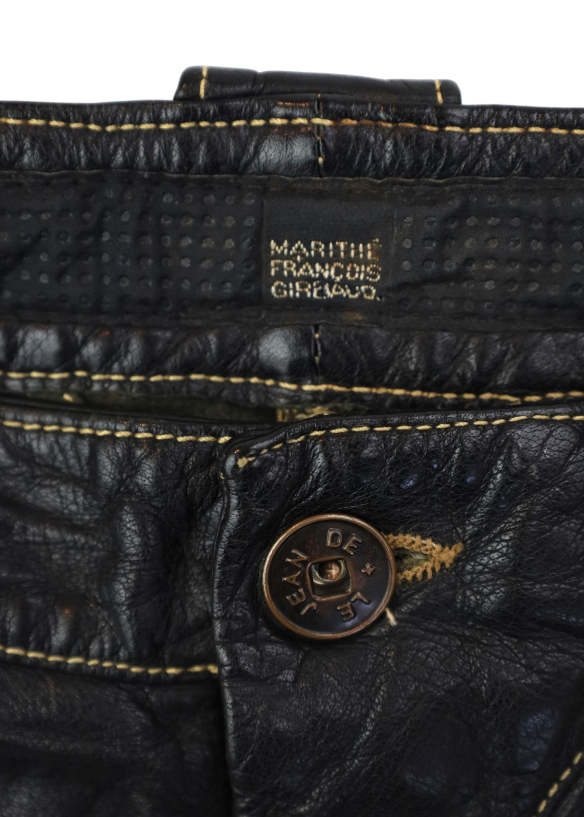 MARITHE FRANCOIS GIRBAUD (AS IS) Black Leather Buckle Straps Pants