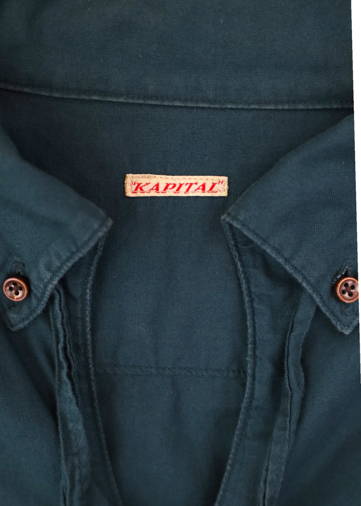 KAPITAL Green Cotton Pocket Button Up