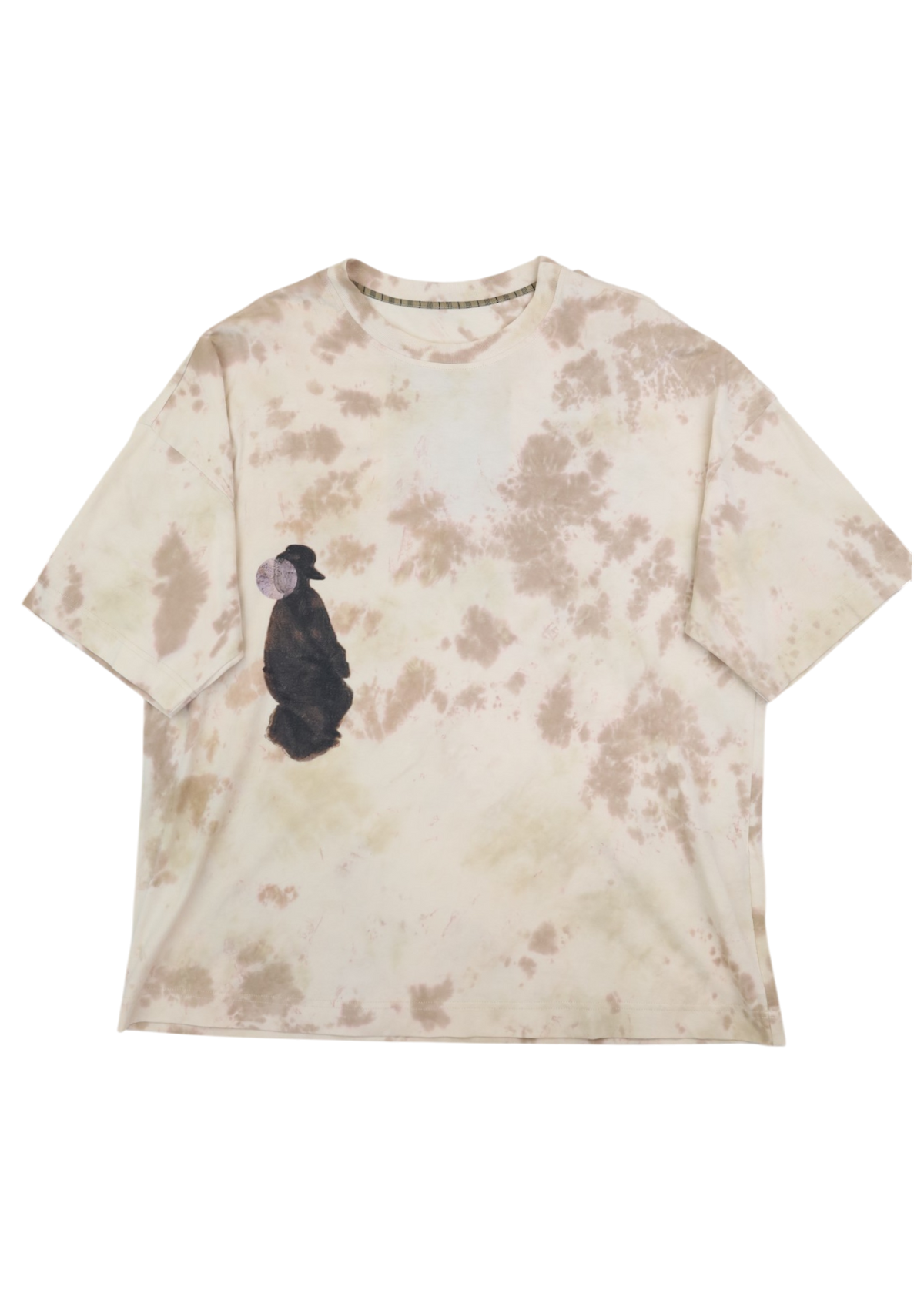 ZIGGY CHEN Interlude 2022 Beige Tie Dye Drop Shoulder Cotton Tee