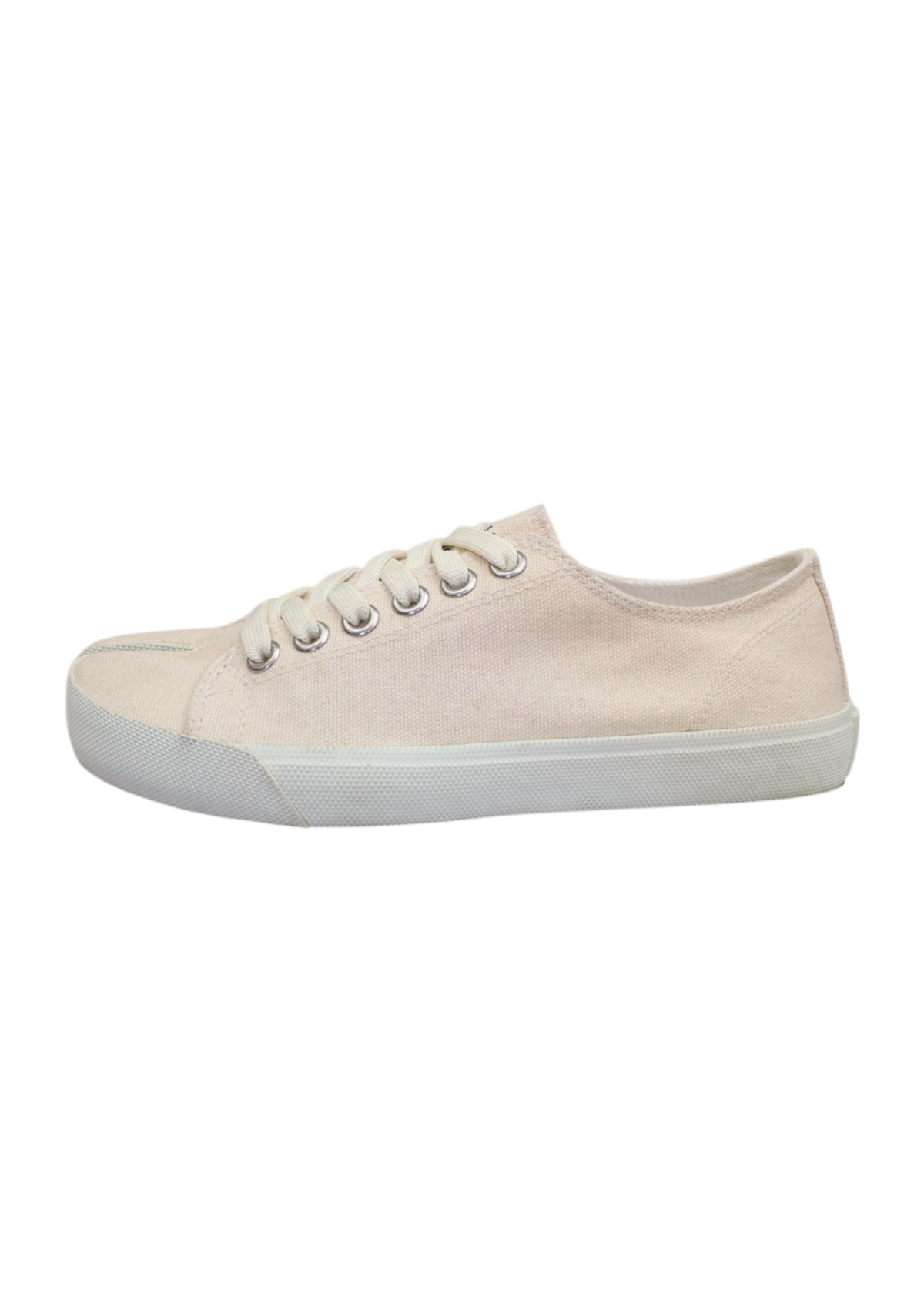MAISON MARGIELA (AS IS) Sand Beige/White Canvas Tabi Sneakers w Box