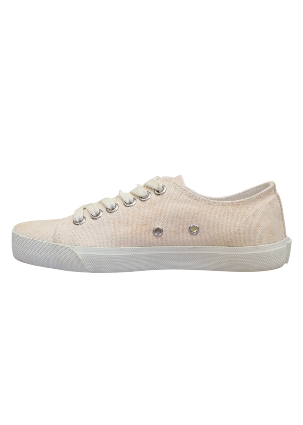 MAISON MARGIELA (AS IS) Sand Beige/White Canvas Tabi Sneakers w Box