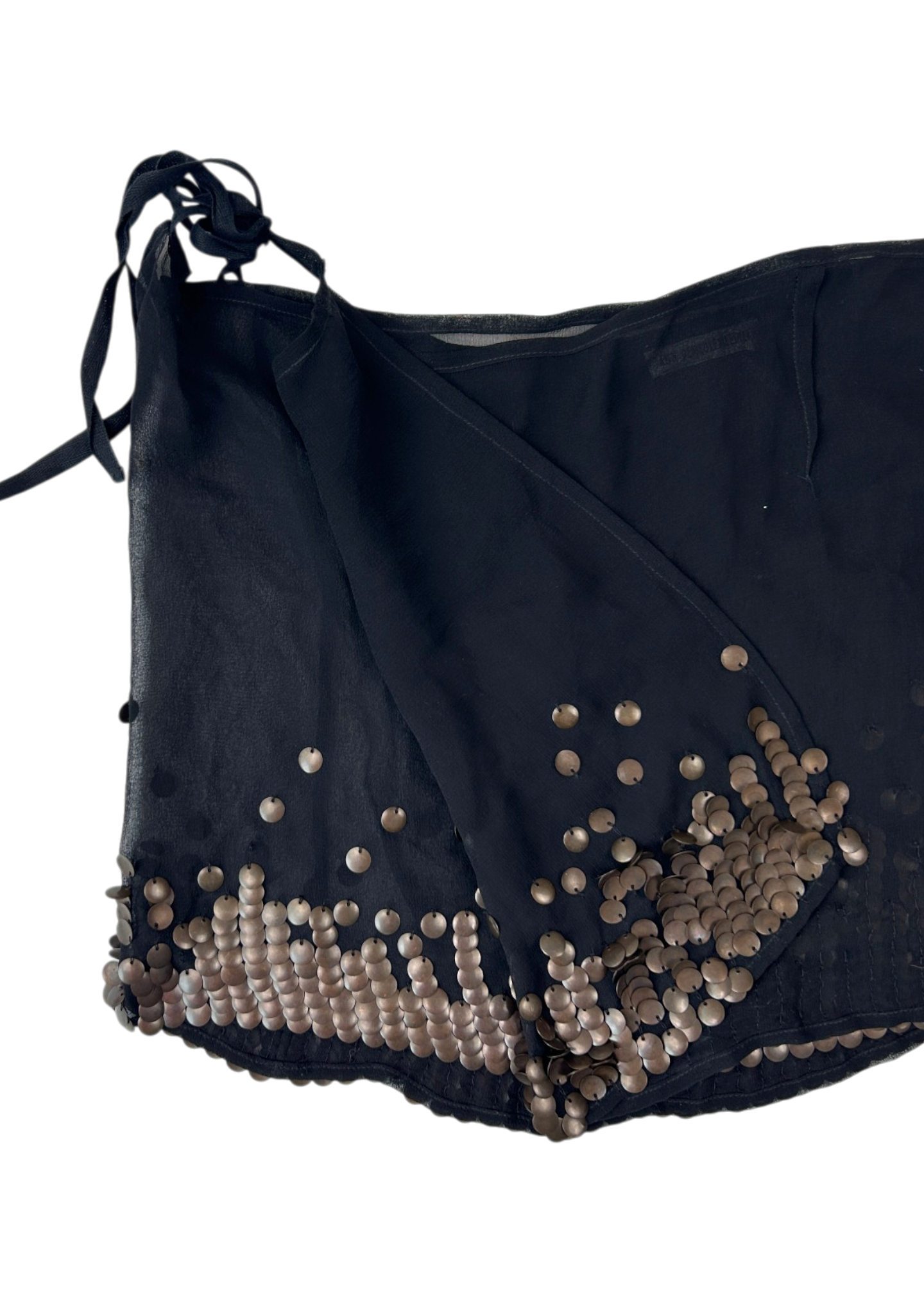 ANN DEMUELEMEESTER (AS IS) Re-Edition AW2004 Chiffon Bronze Coin Wrap Mini Skirt