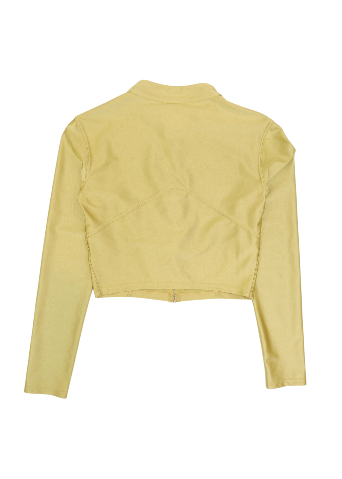 CHANEL (AS IS) Gold Spandex Zip Up Crop Top