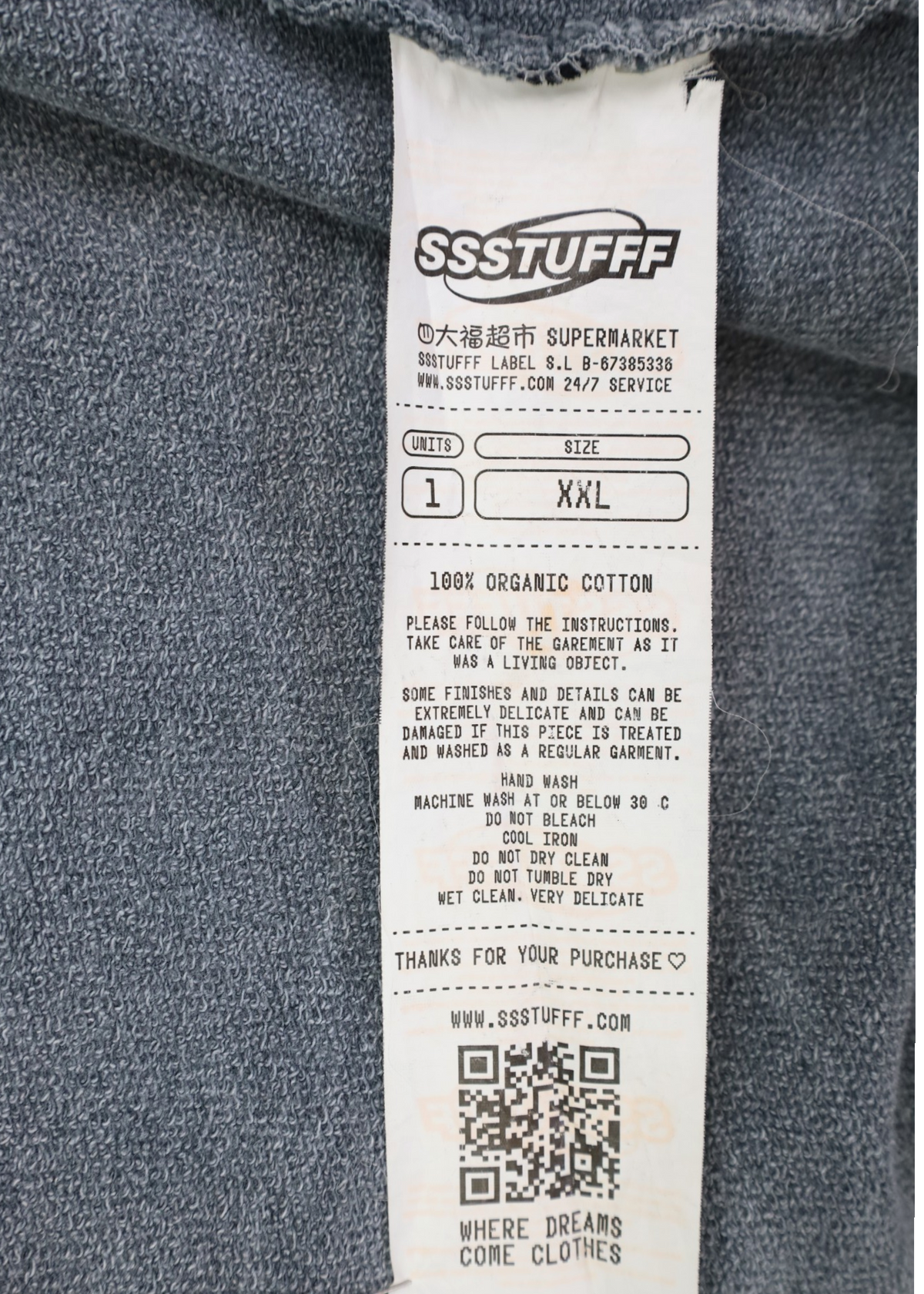 SSSTUFFF 'Ad's' Grey/Multicolour Cotton Patchwork Appliqué Hoodie