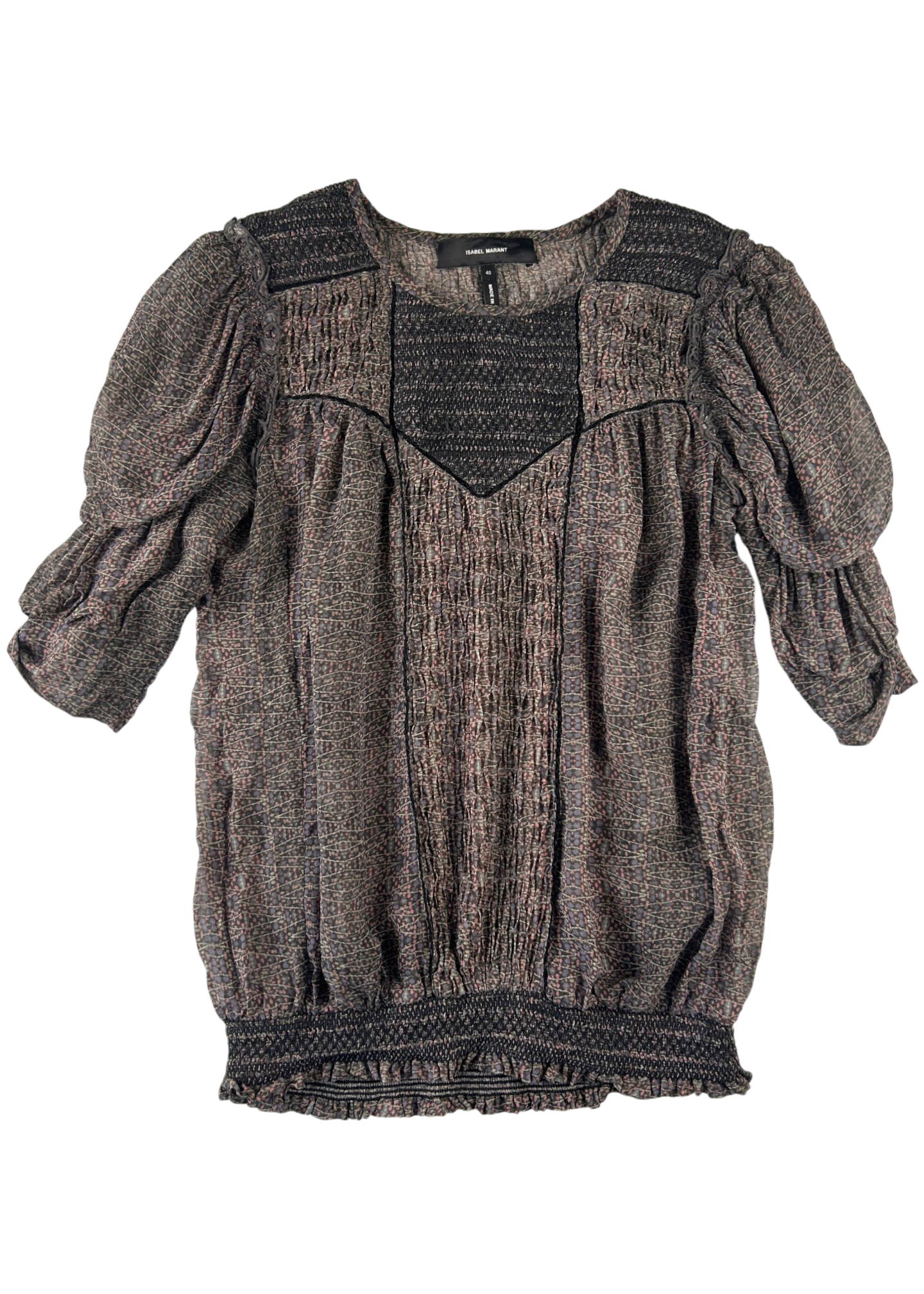 ISABEL MARANT Silk Shirred Floral Top