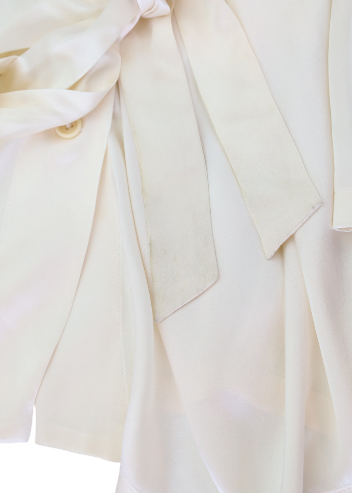 ANN DEMEULEMEESTER Cream Silk Draped Wrap Cowl Neck Button Up