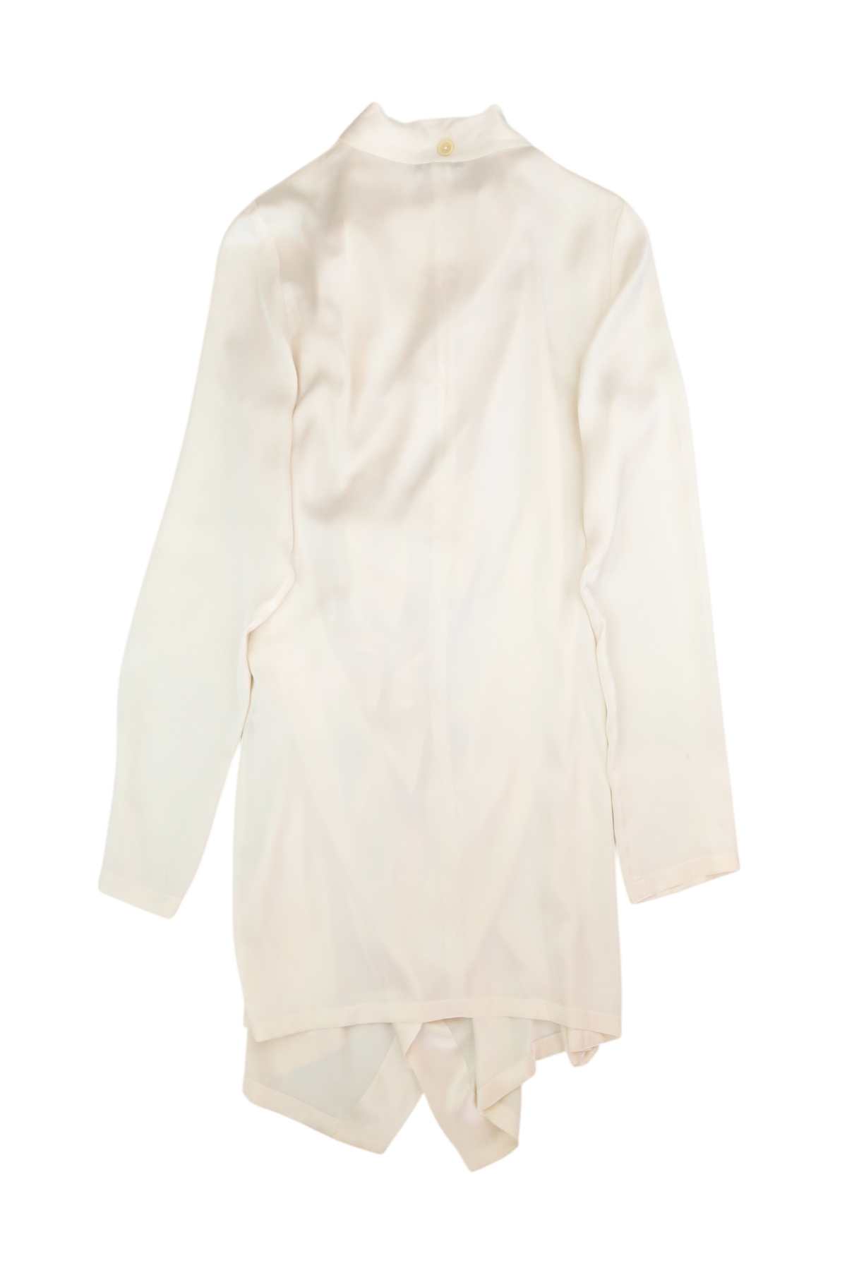 ANN DEMEULEMEESTER Cream Silk Draped Wrap Cowl Neck Button Up