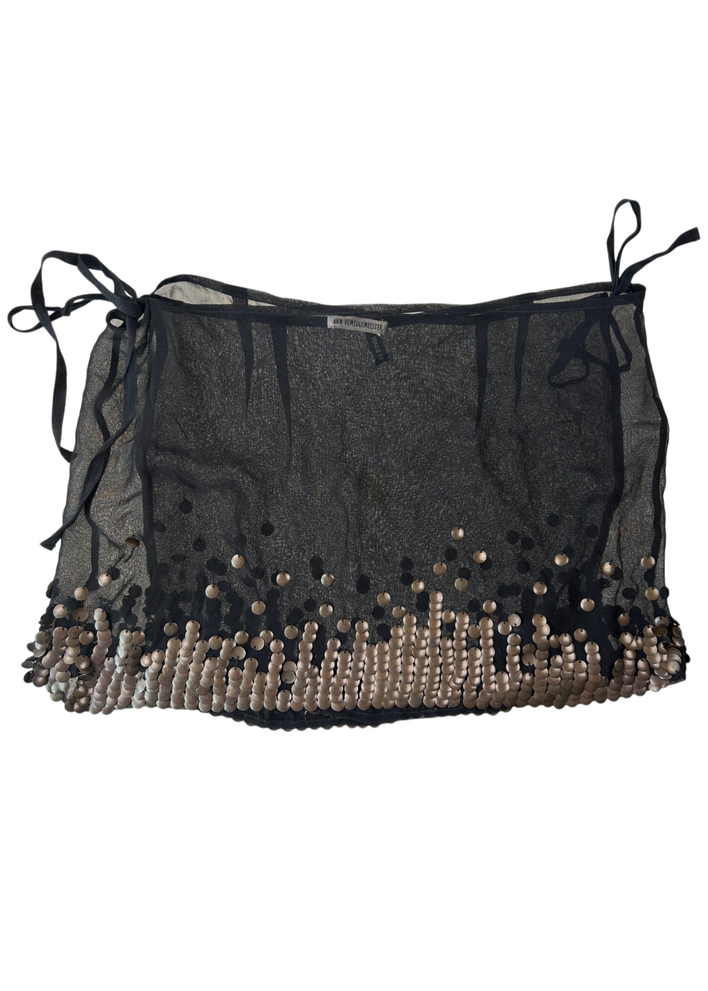 ANN DEMUELEMEESTER (AS IS) Re-Edition AW2004 Chiffon Bronze Coin Wrap Mini Skirt