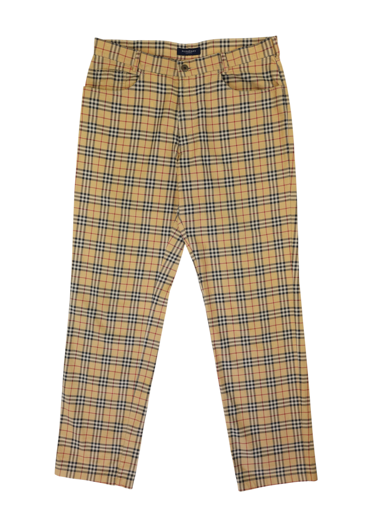 BURBERRY Beige/Red/White Novacheck Straight Leg Pant
