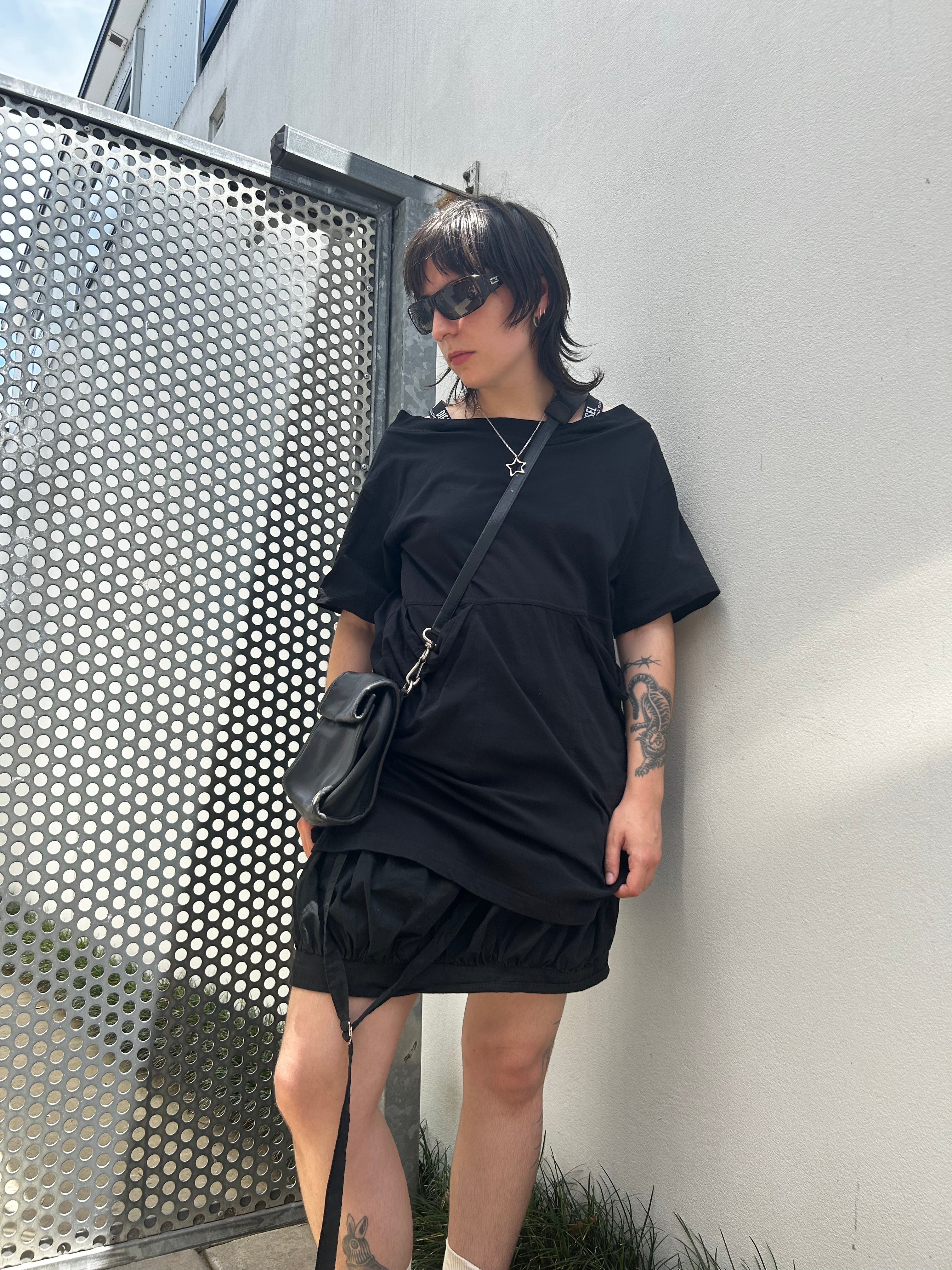 DIESEL Black Cotton T-Shirt Midi Dress