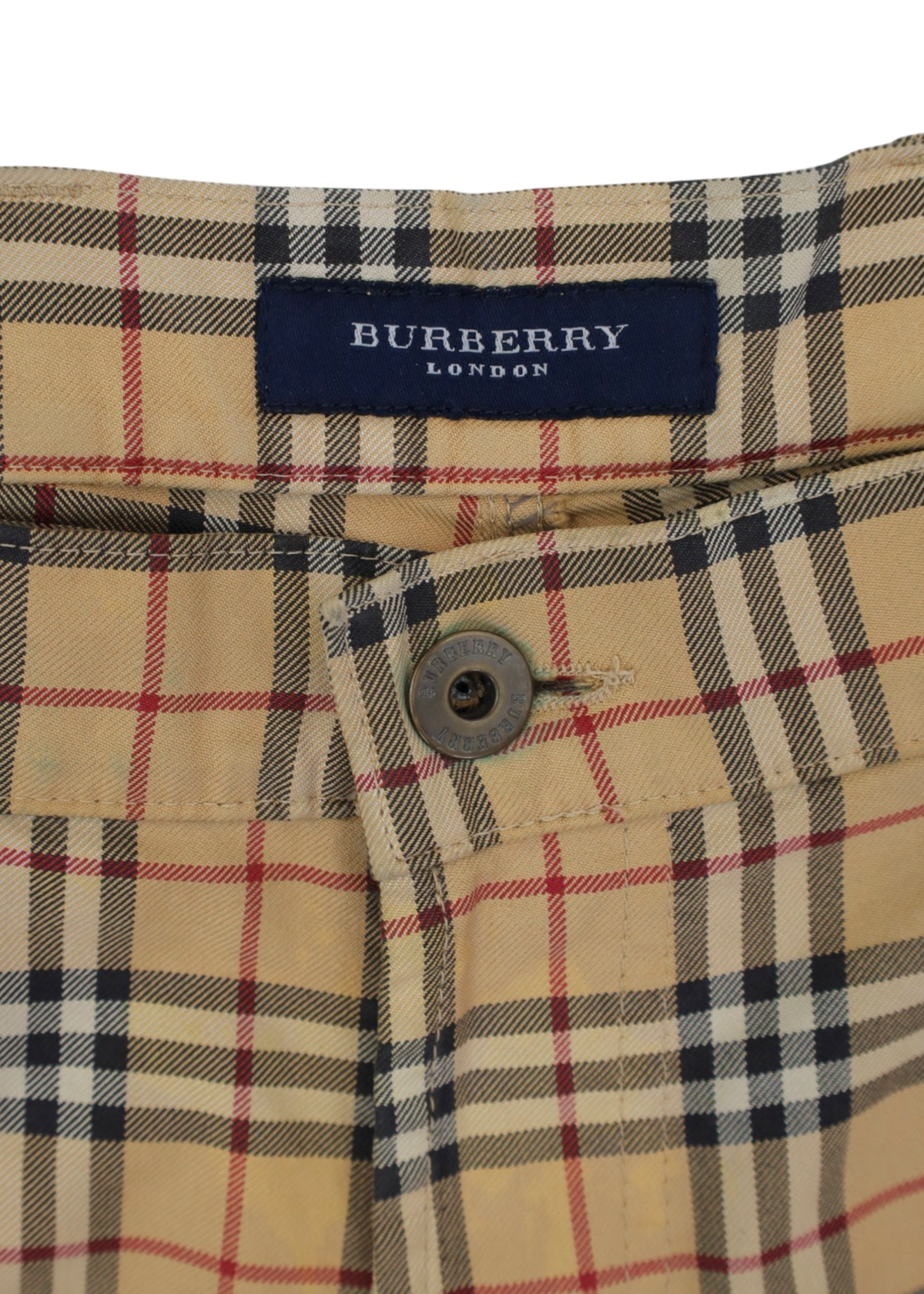 BURBERRY Beige/Red/White Novacheck Straight Leg Pant