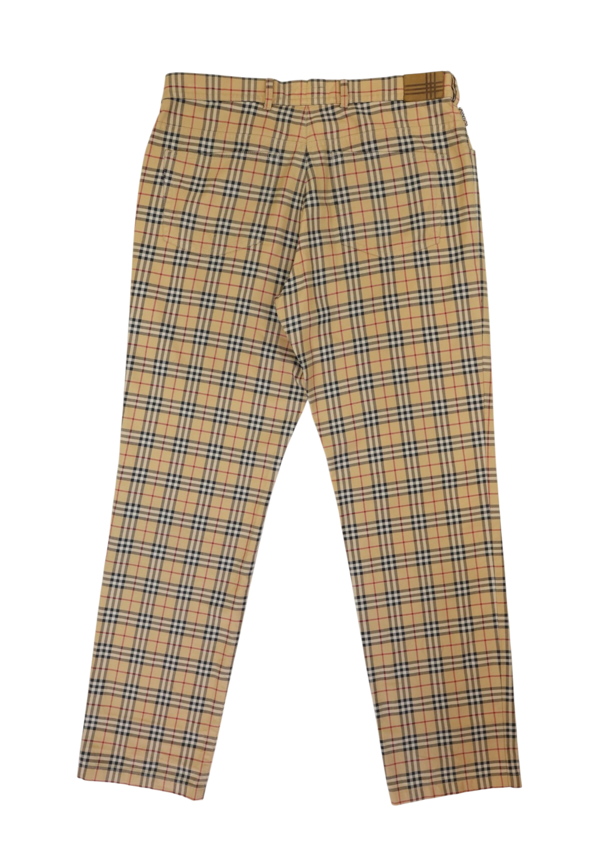 BURBERRY Beige/Red/White Novacheck Straight Leg Pant