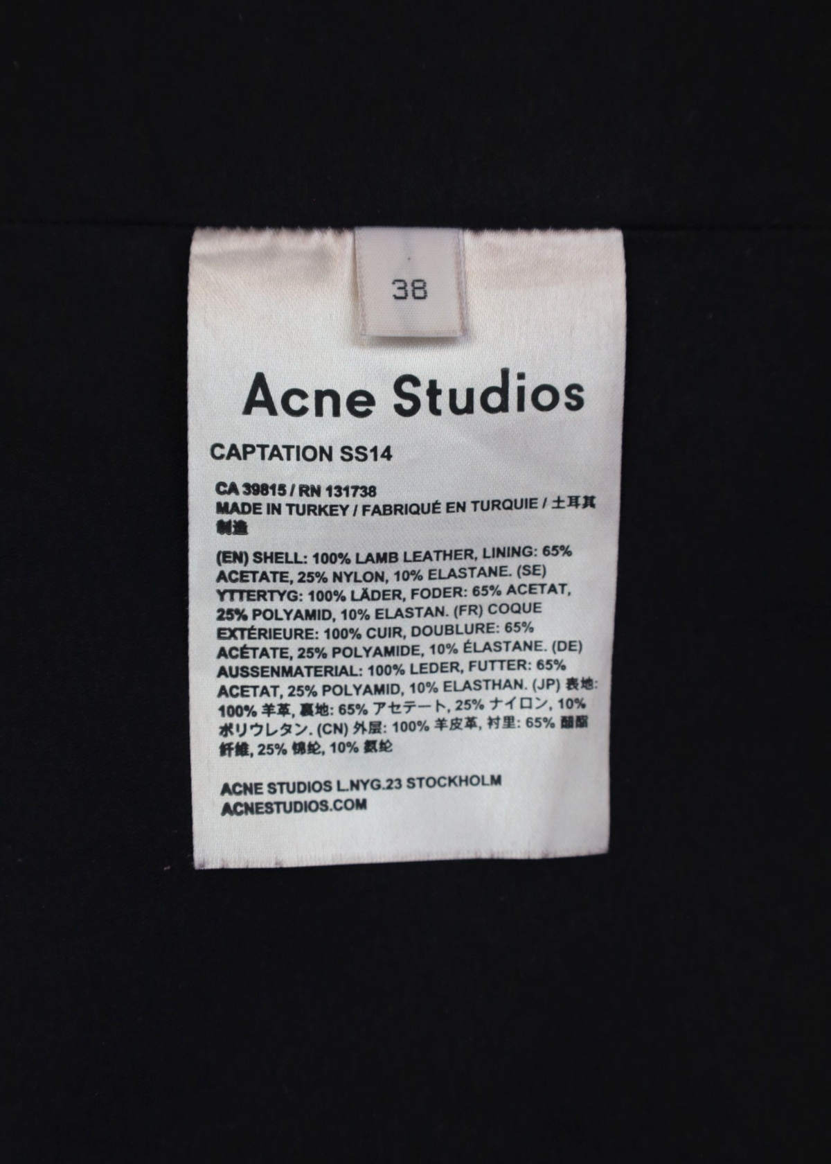 ACNE STUDIOS S/S14 Black Lamb Leather Mini Skirt