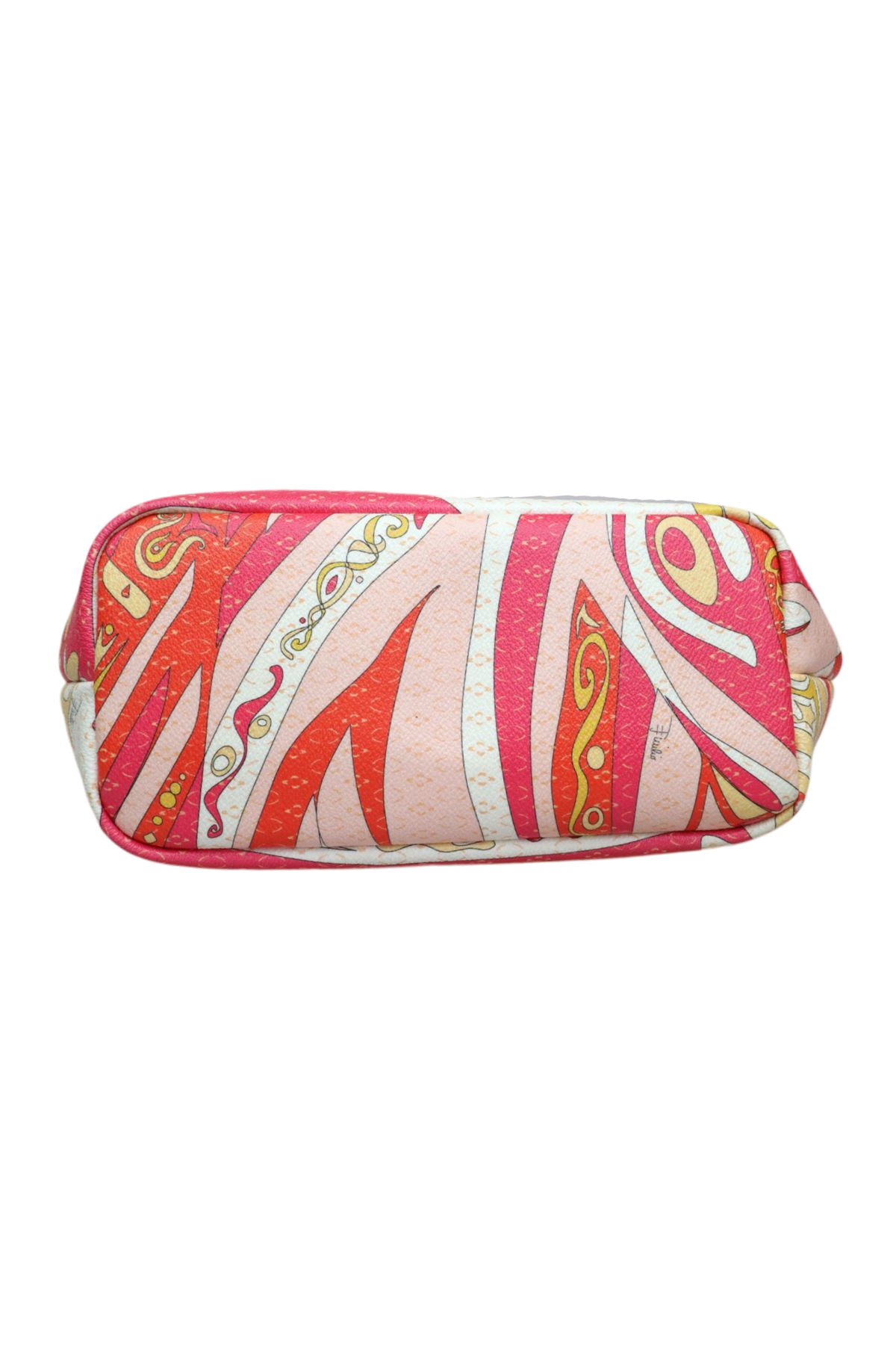 EMILIO PUCCI (AS IS) Pink/Red/Cream Printed Canvas Leather Tote
