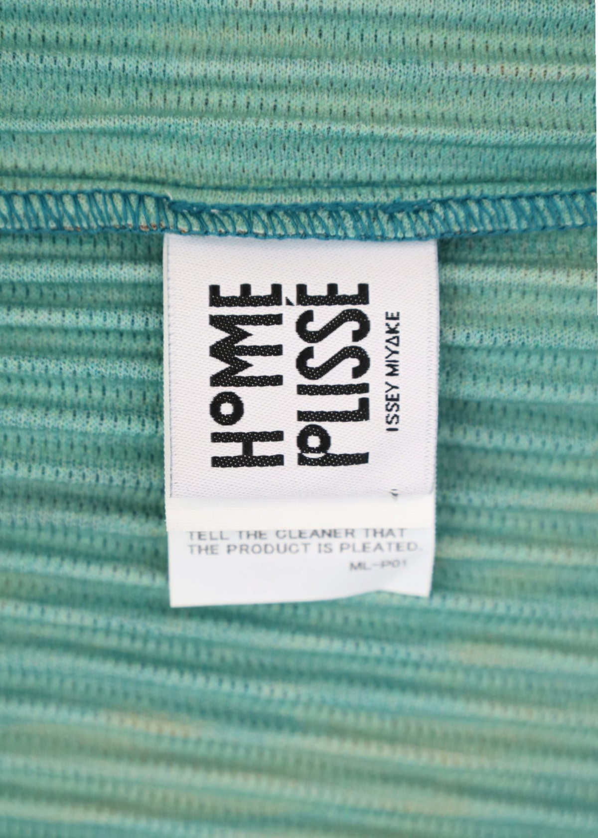 ISSEY MIYAKE HOMME PLISSE Teal/Orange Plisse 'Agate' Abstract Print Tee