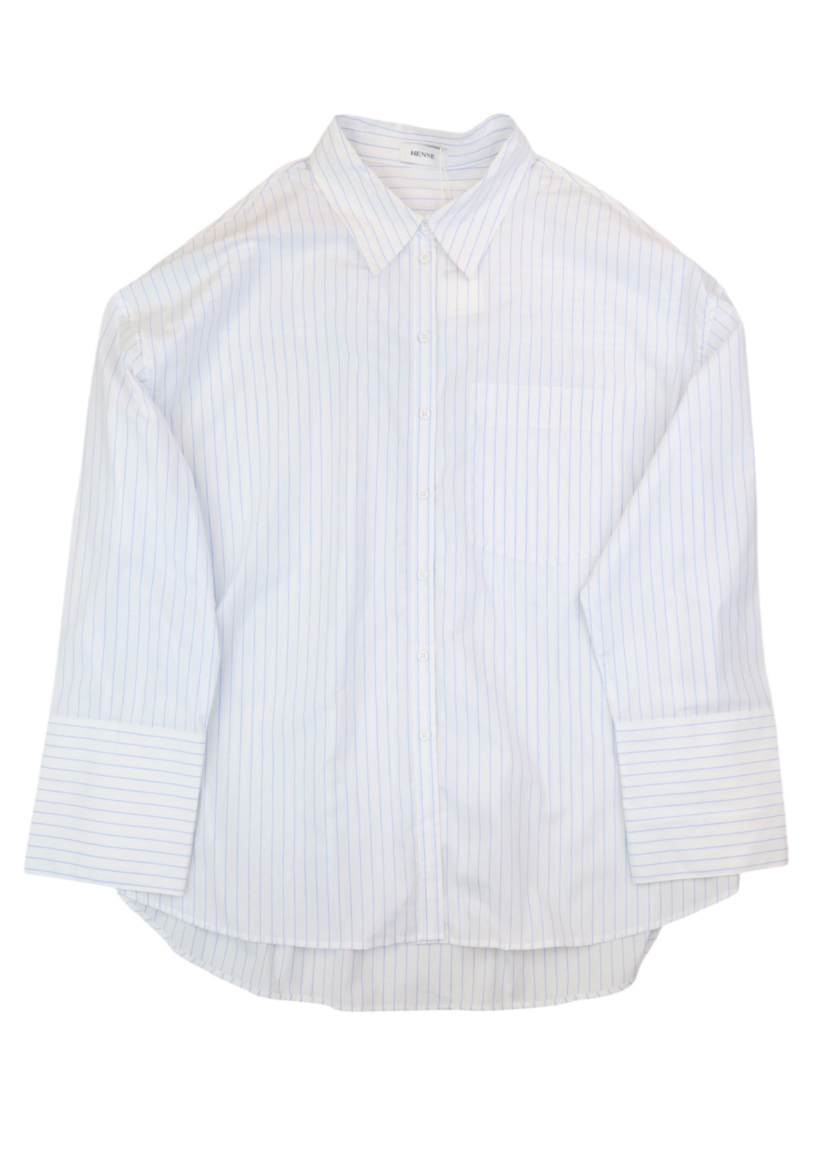 HENNE (NWT) White/Blue Stripe Button Up