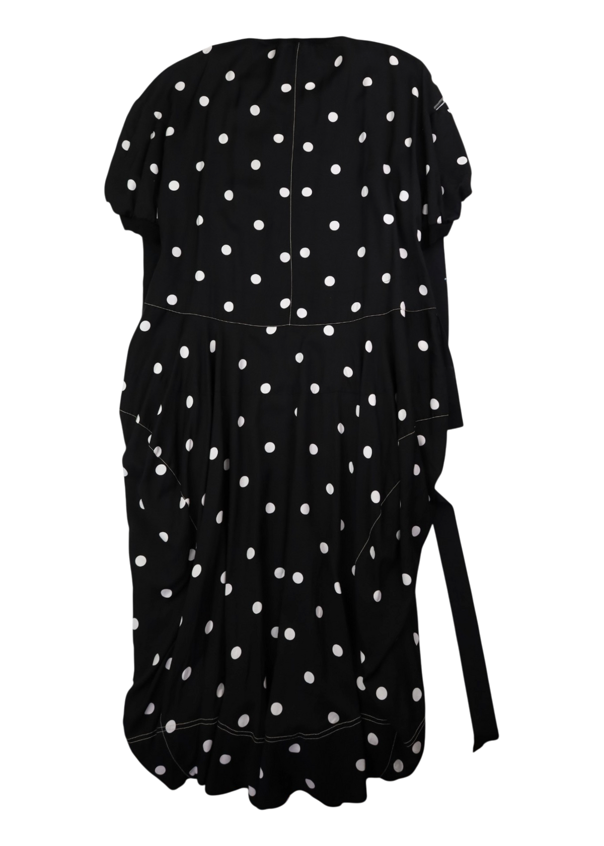 LEE MATHEWS Black/White Polka Dot Ruched Sleeve Maxi Dress