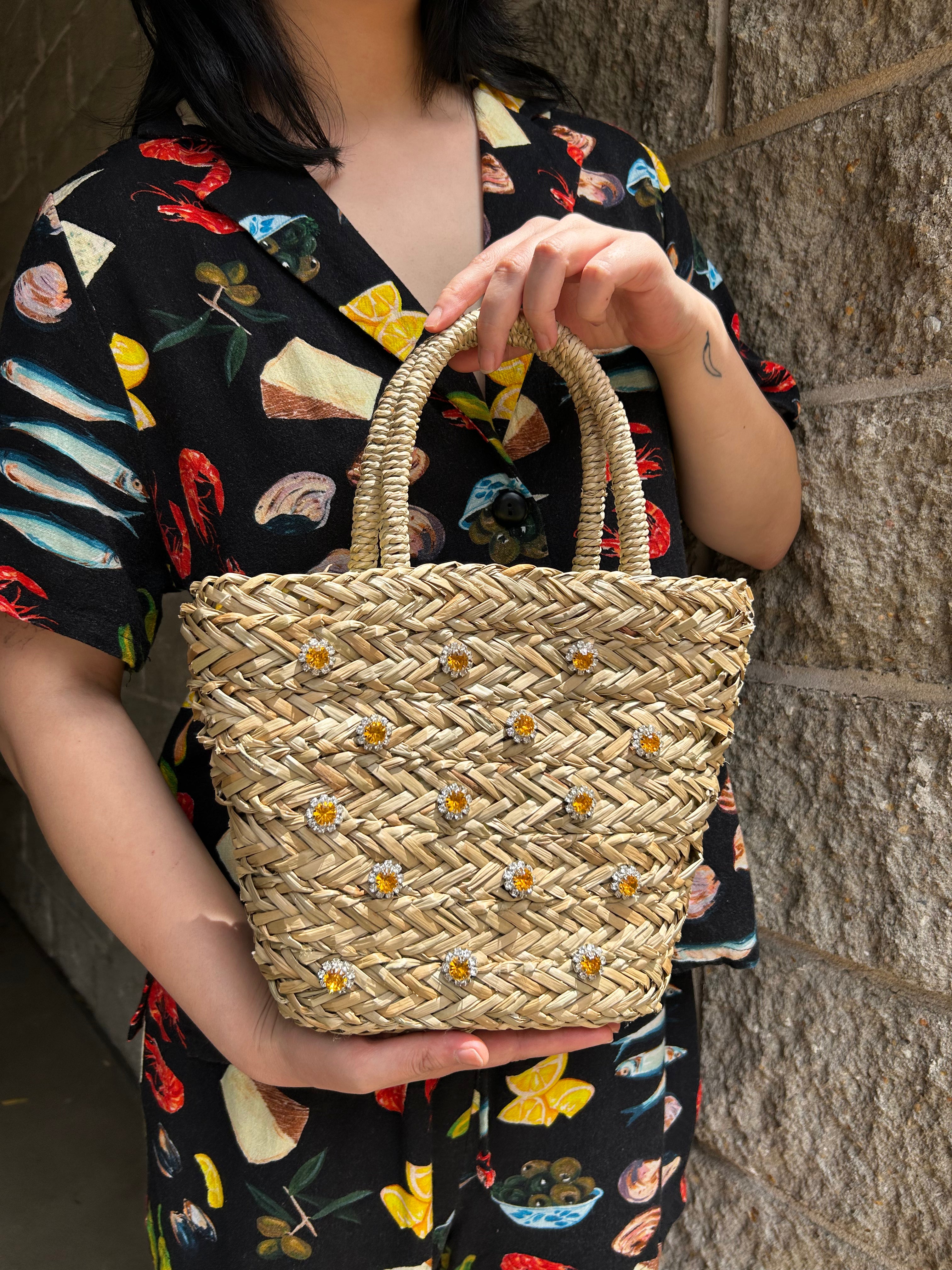 SHRIMPS X WAREHOUSE Bejewelled Woven Bag