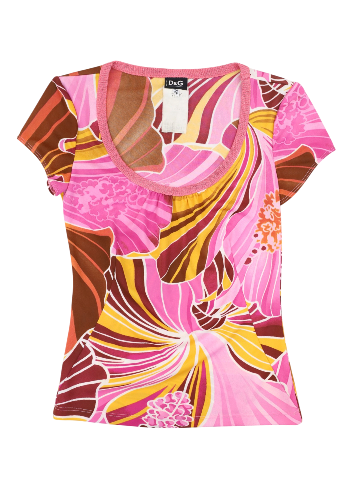 DOLCE & GABBANA Pink Psychedelic Print Scoop Neck Top