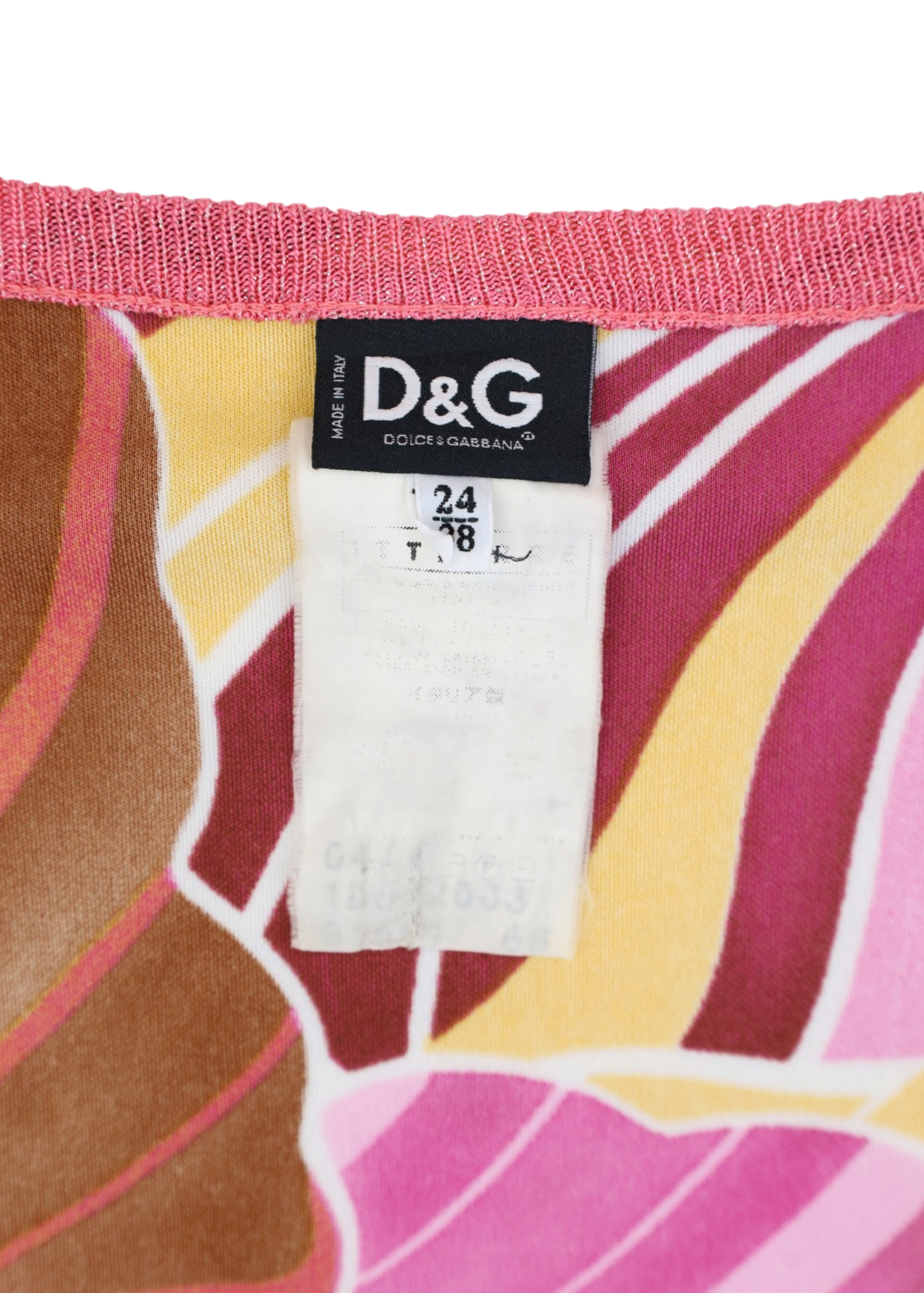 DOLCE & GABBANA Pink Psychedelic Print Scoop Neck Top