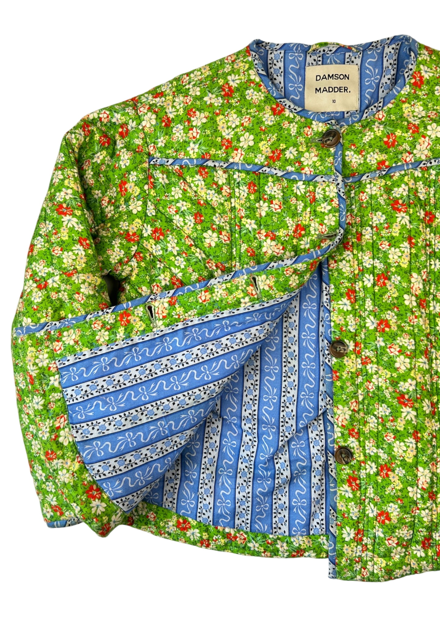 DAMSON MADDER Floral Quilted Button Up Jacket