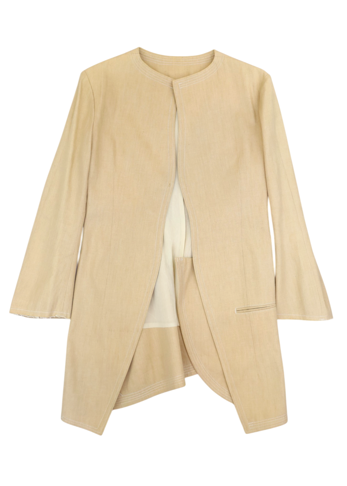 YOHJI YAMAMOTO 2015 Beige Linen Long Line Blazer
