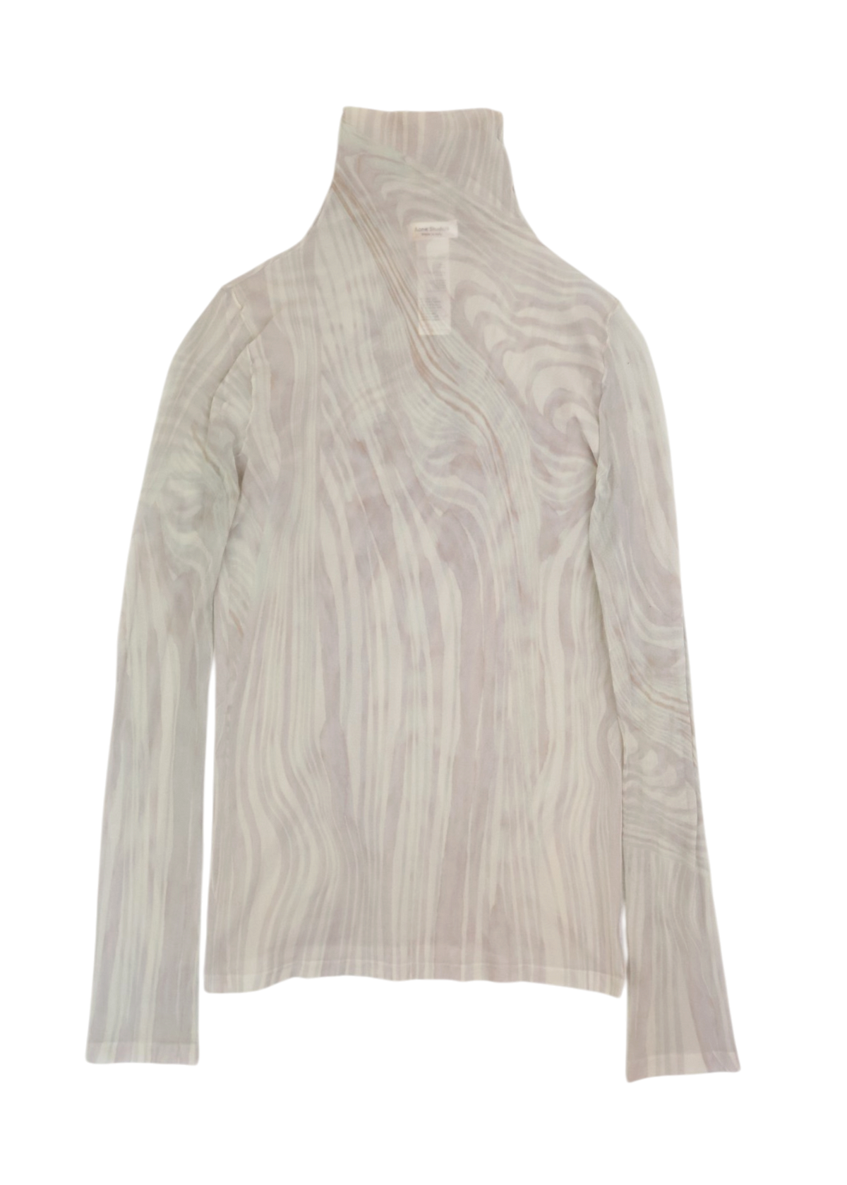 ACNE STUDIOS Beige/Green Pattern Mesh Mock Neck Top