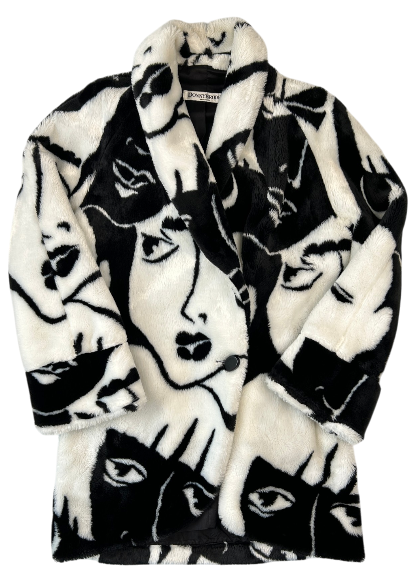 DONNYBROOK Vintage 1980s Abstract Face Faux Fur Coat