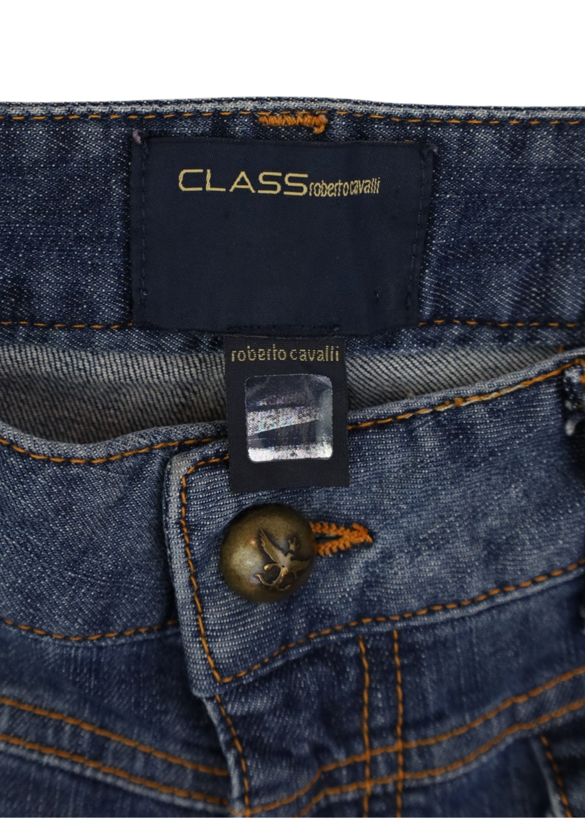 ROBERTO CAVALLI CLASS Mid-Wash Distressed Straight Jeans