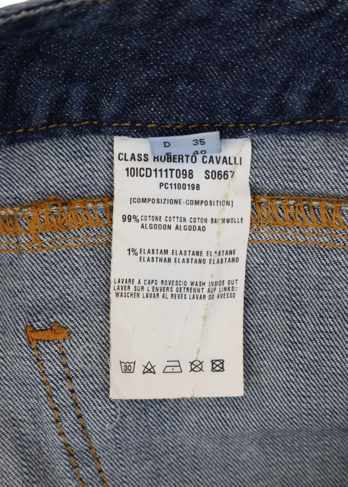 ROBERTO CAVALLI CLASS Mid-Wash Distressed Straight Jeans