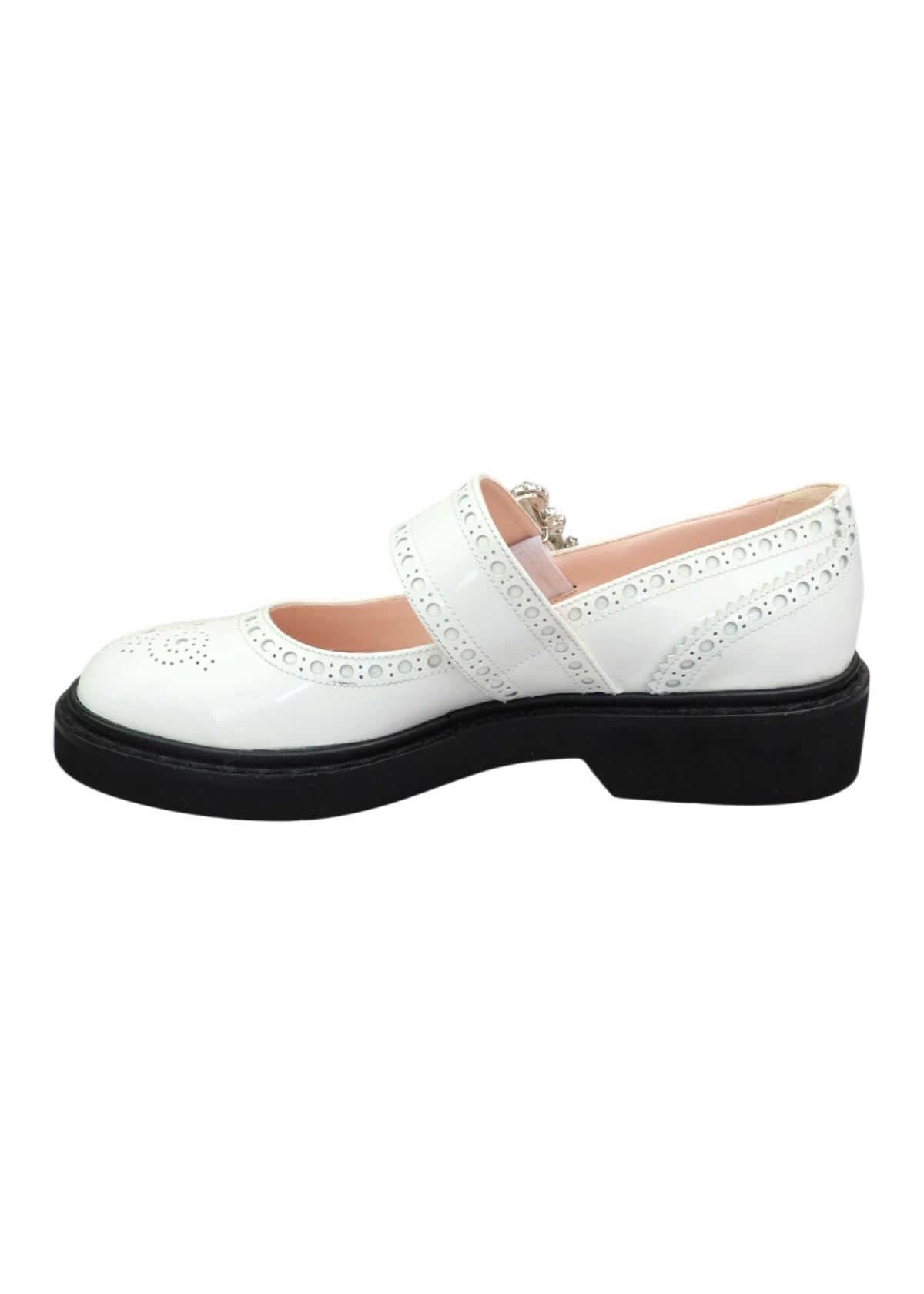 ROGER VIVIER 'Viv Rangers' White Leather Brogue Mary Janes
