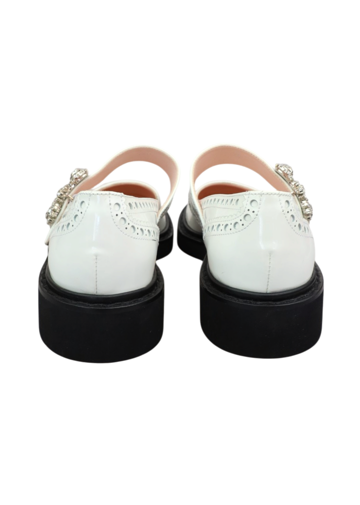 ROGER VIVIER 'Viv Rangers' White Leather Brogue Mary Janes