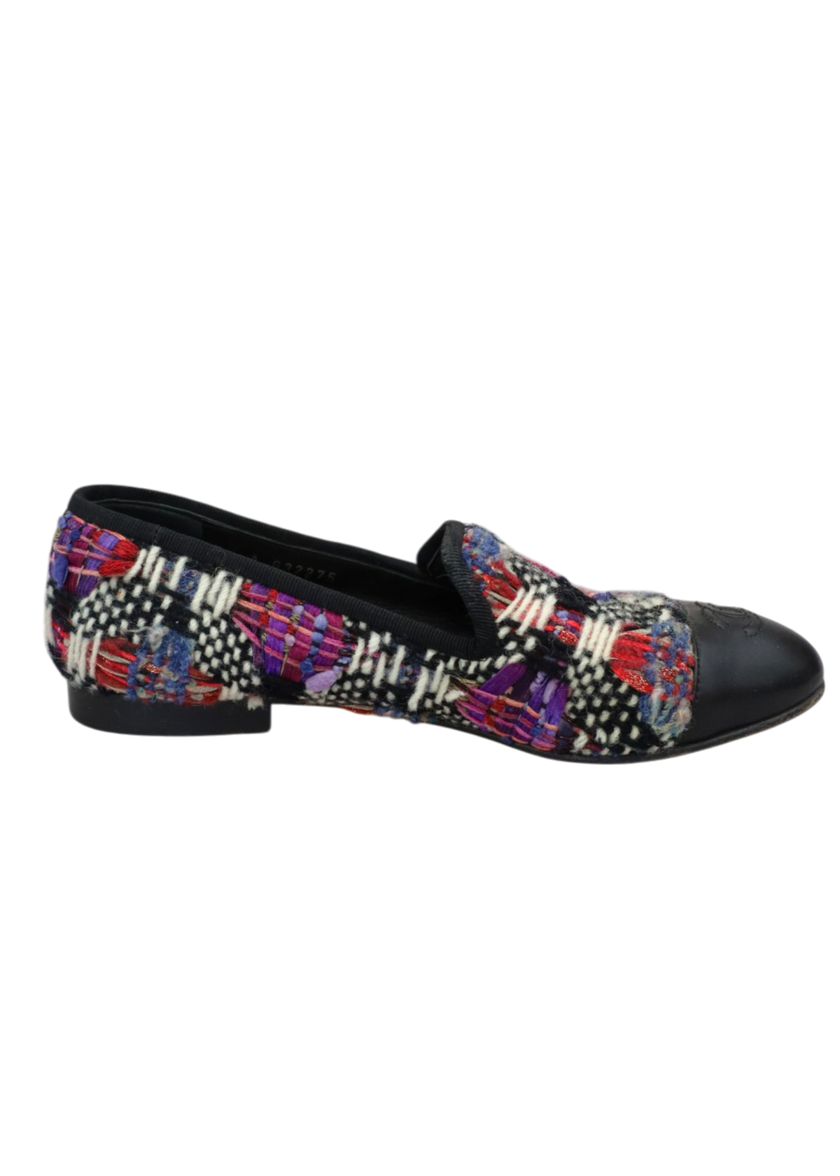 CHANEL Black/Purple Tweed Leather Cap Toe Loafer