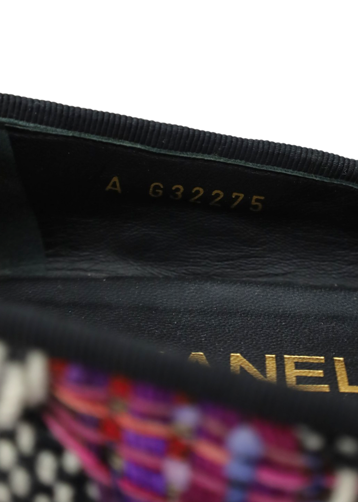 CHANEL Black/Purple Tweed Leather Cap Toe Loafer