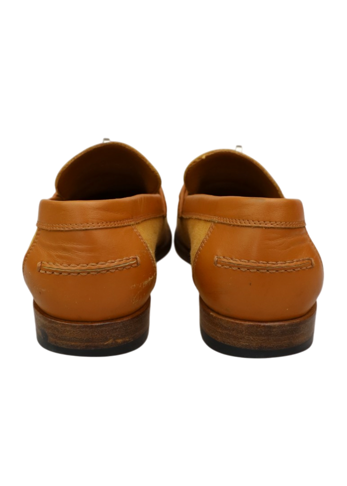 HERMES 'Destin' Brown Canvas Leather Trimmed Loafer
