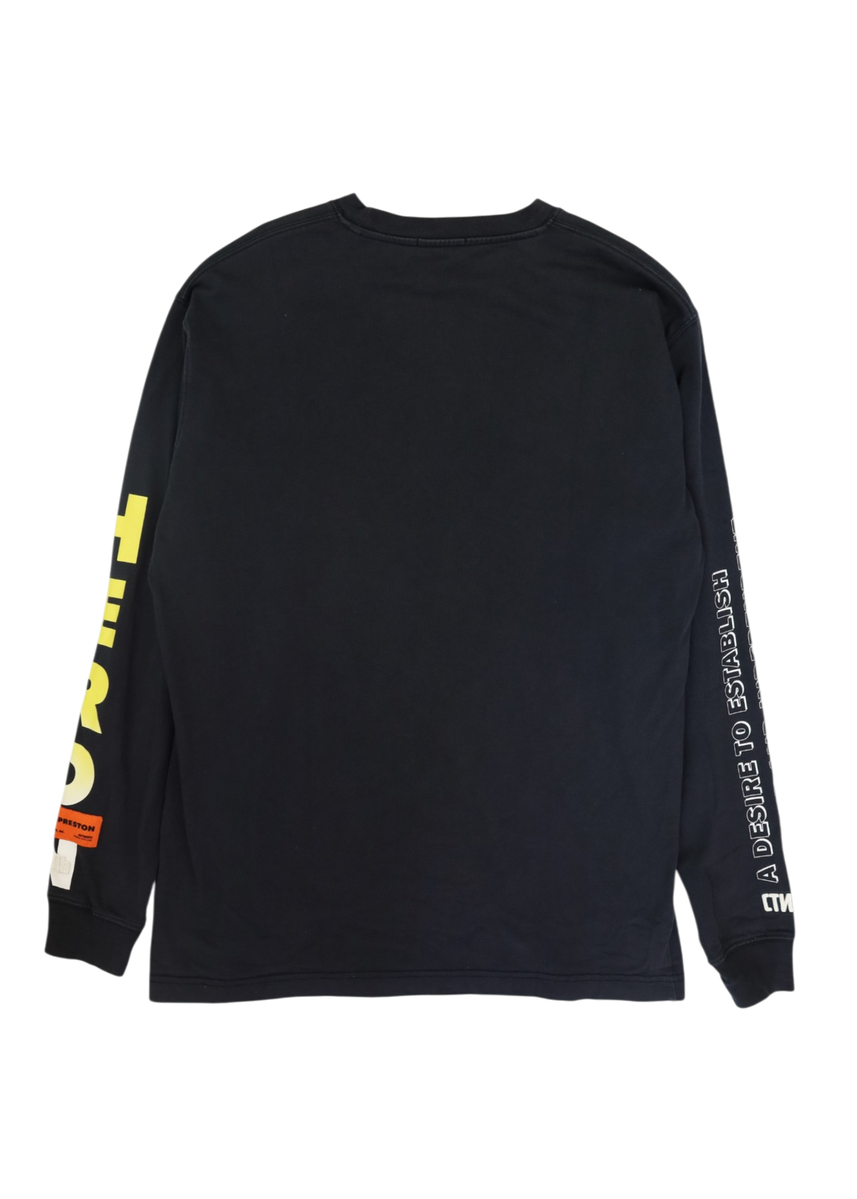 HERON PRESTON Black/Yellow Flaming Skull Print Cotton LS Tee