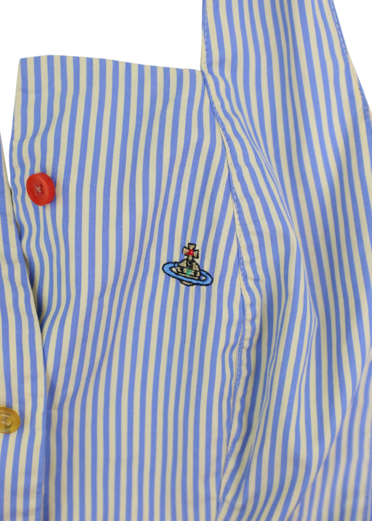 VIVIENNE WESTWOOD RED LABEL (AS IS) SS1999 Blue/Yellow Stripe Cotton Halter Midi Dress