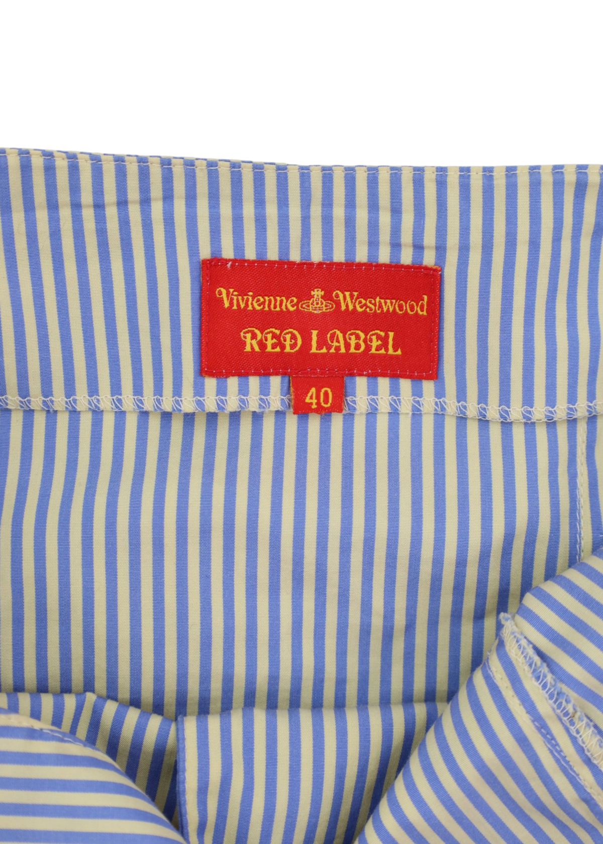 VIVIENNE WESTWOOD RED LABEL (AS IS) SS1999 Blue/Yellow Stripe Cotton Halter Midi Dress