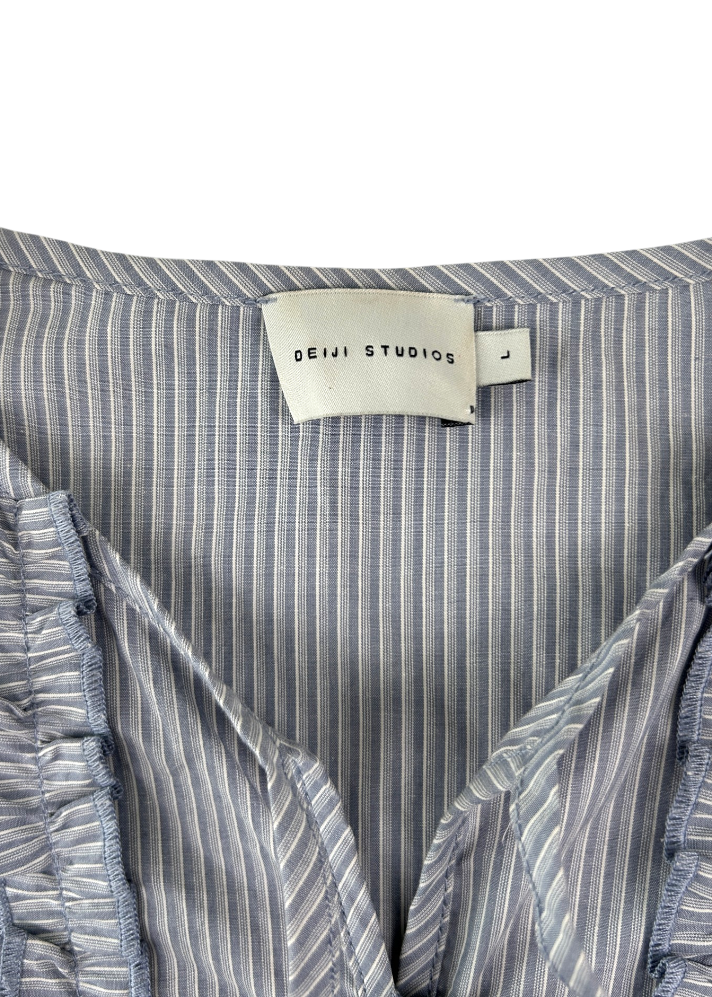 DEIJI STUDIOS Pinstripe Cotton Double Frill Blouse