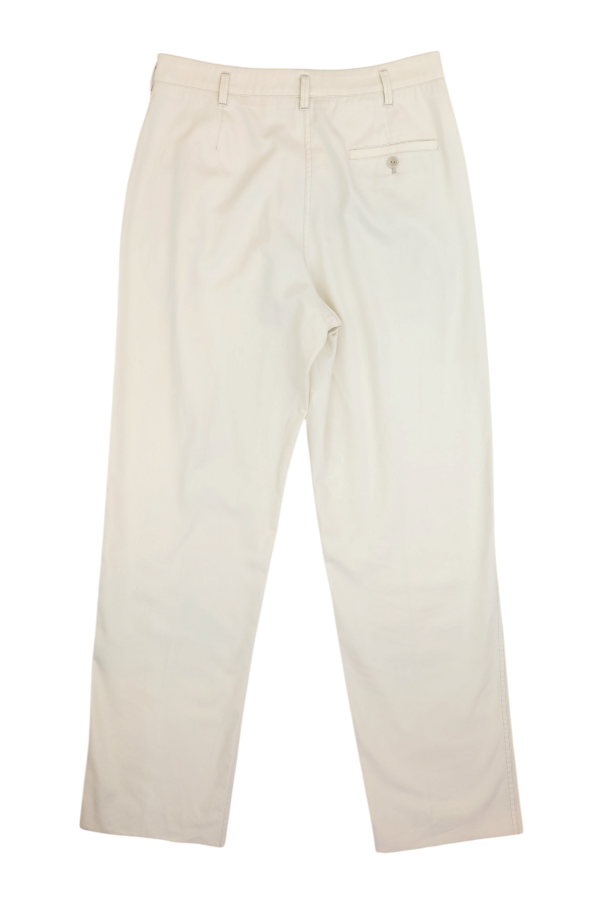 LEMAIRE (AS IS) Ecru White Cotton Pressed Pleat Straight Leg Pant