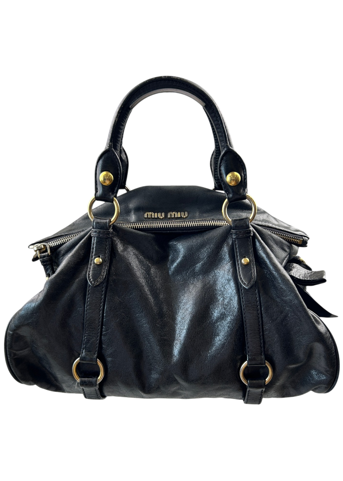 MIU MIU (AS IS) Vitello Leather Bow Bag W/ Gold Hardware
