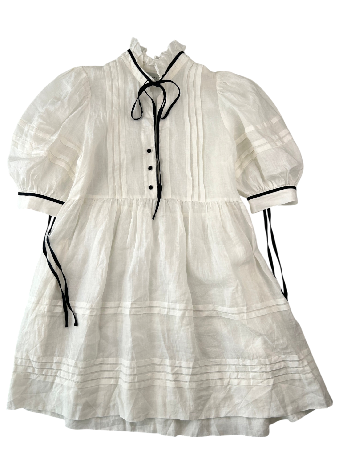 LEE MATHEWS (SAMPLE) Cotton Pintucked Mini Dress
