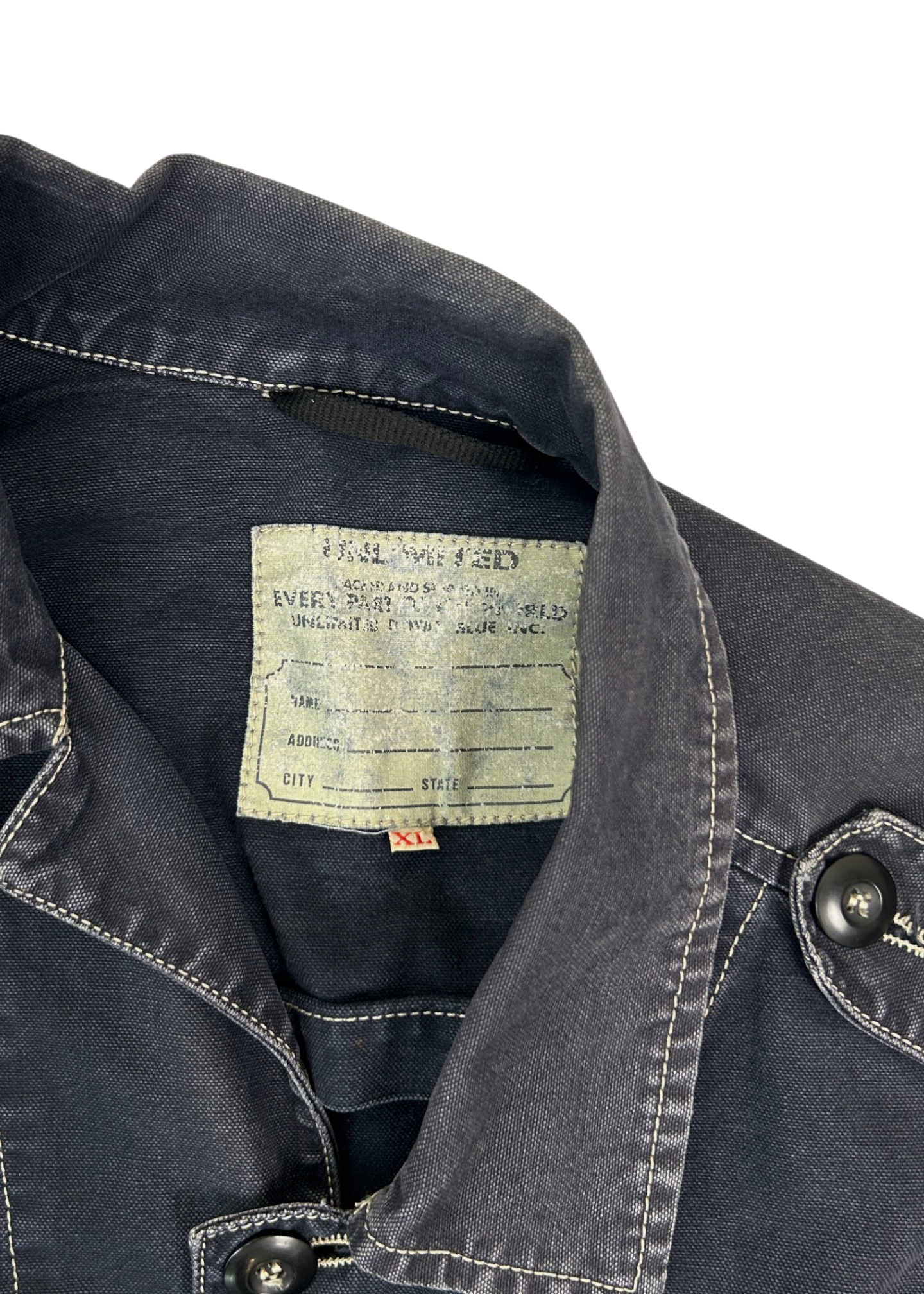 UNLIMITED Navy Faded Twill Printed Chore Jacket