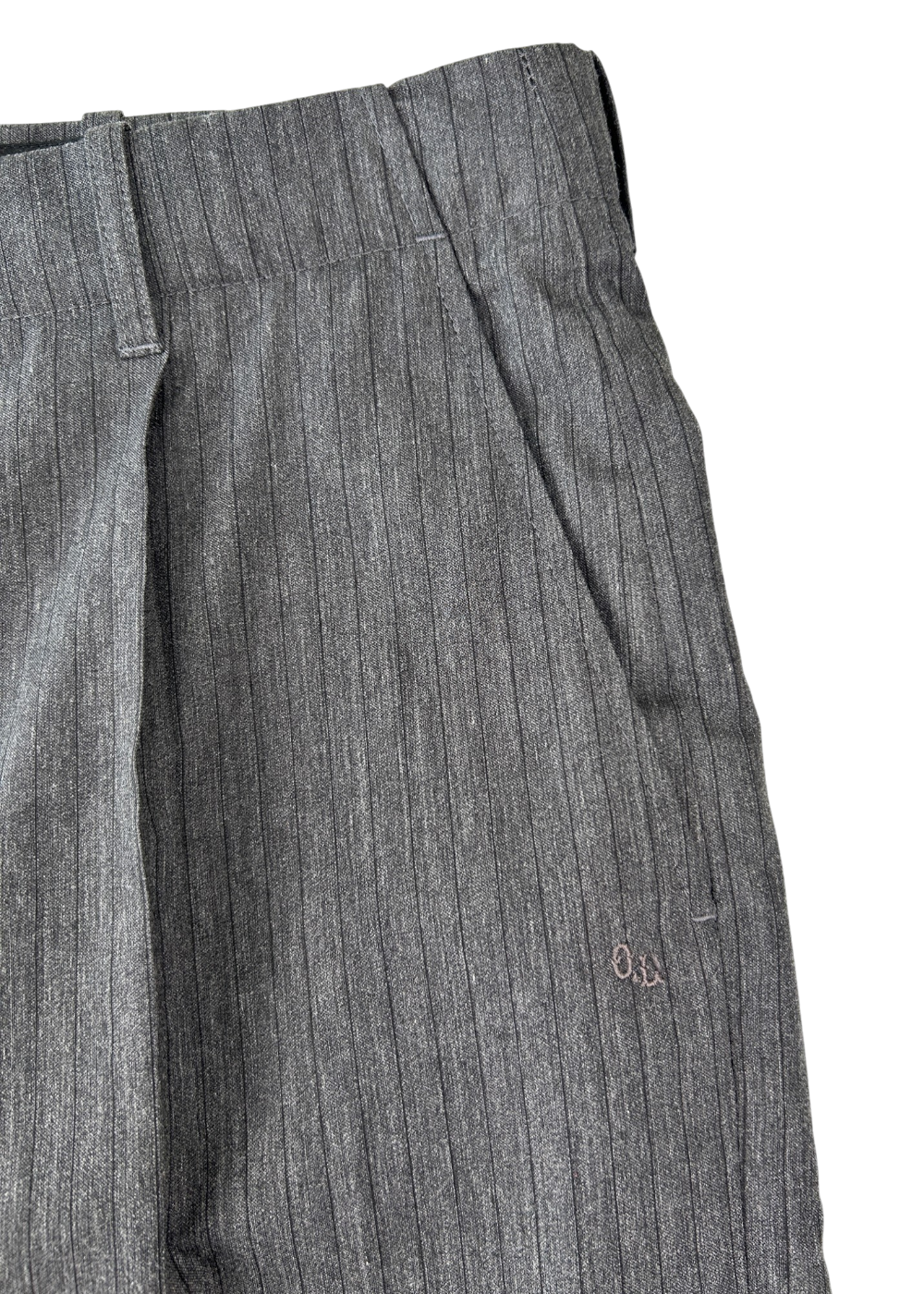 OUR LEGACY 'Borrowed Chino' Grey Pinstripe Wool Blend Trousers