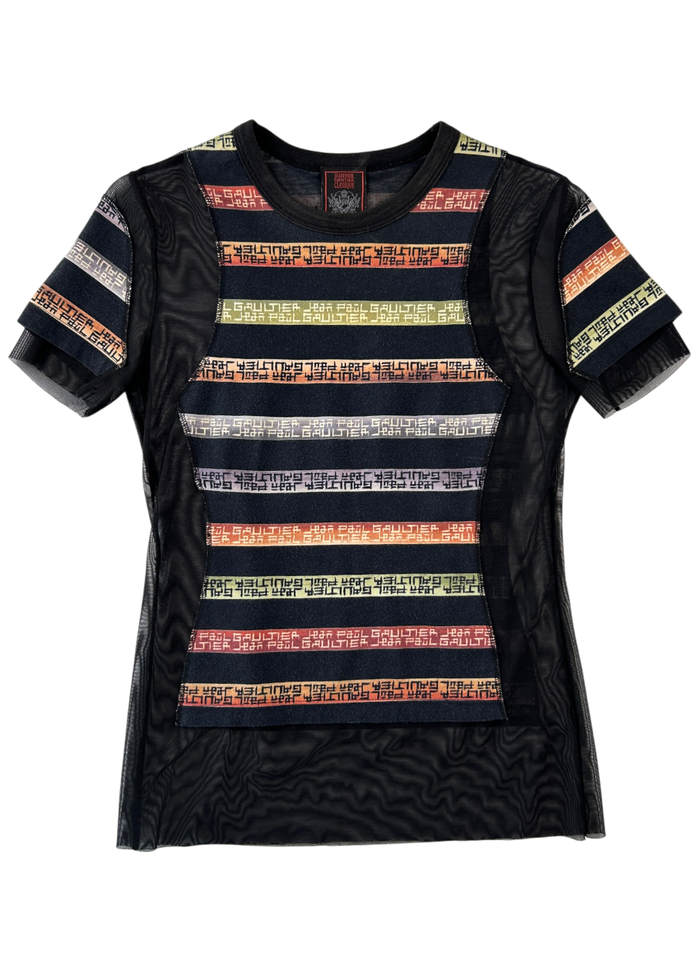 JEAN PAUL GAULTIER (AS IS) Stripe Tee W/ Mesh Panels