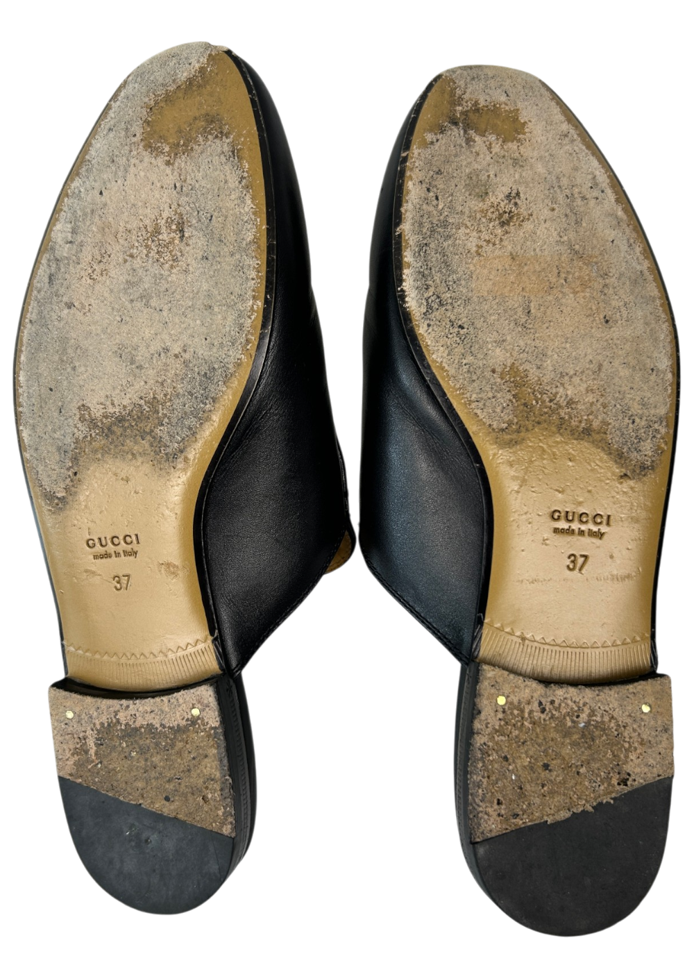 GUCCI (AS IS) 'Princetown' Leather Mule W/ Gold Horsebit