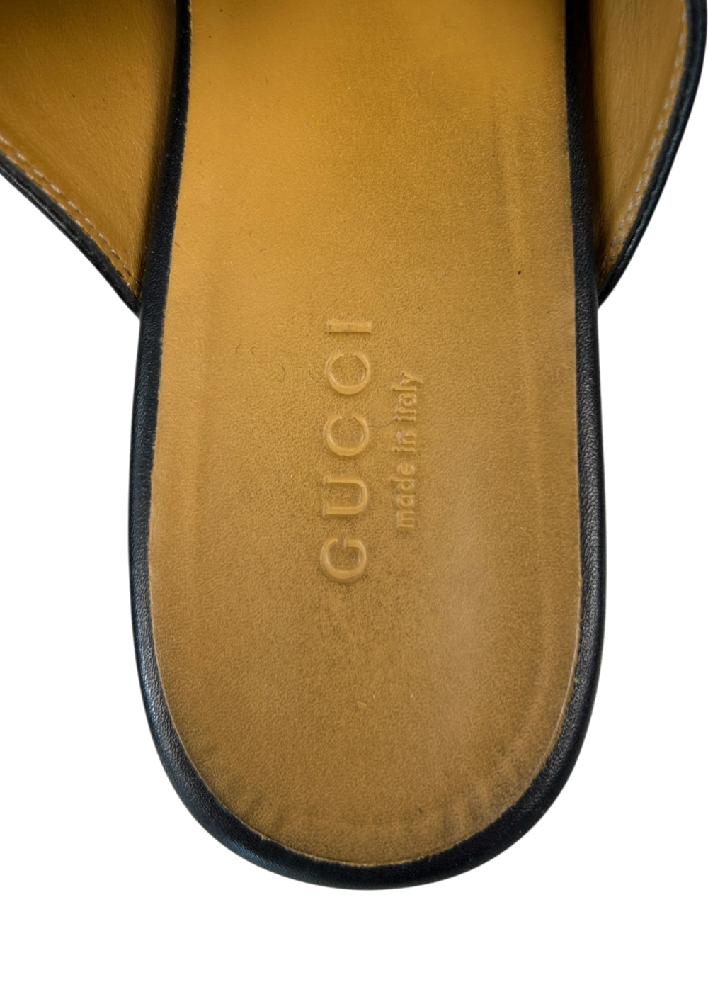 GUCCI (AS IS) 'Princetown' Leather Mule W/ Gold Horsebit