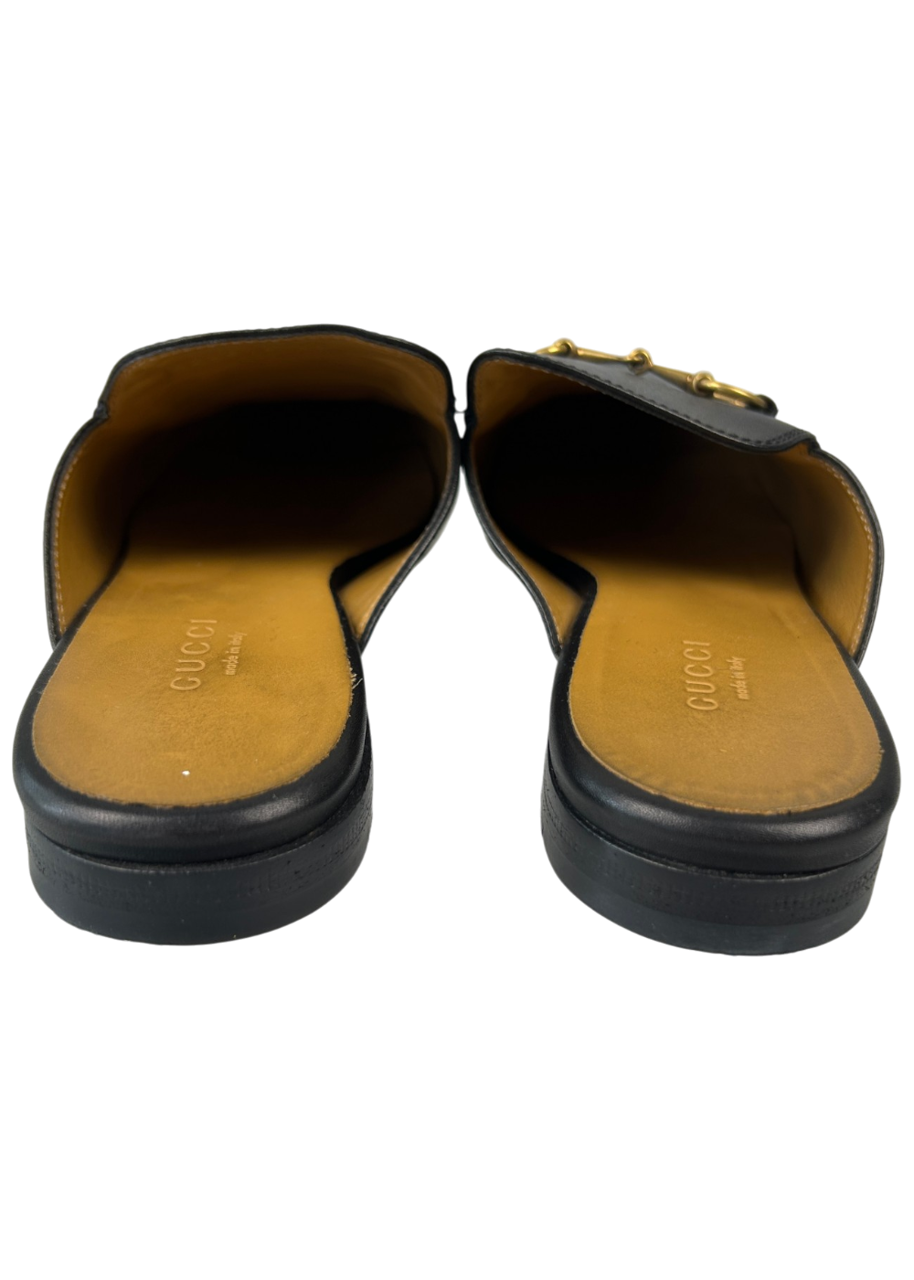 GUCCI (AS IS) 'Princetown' Leather Mule W/ Gold Horsebit
