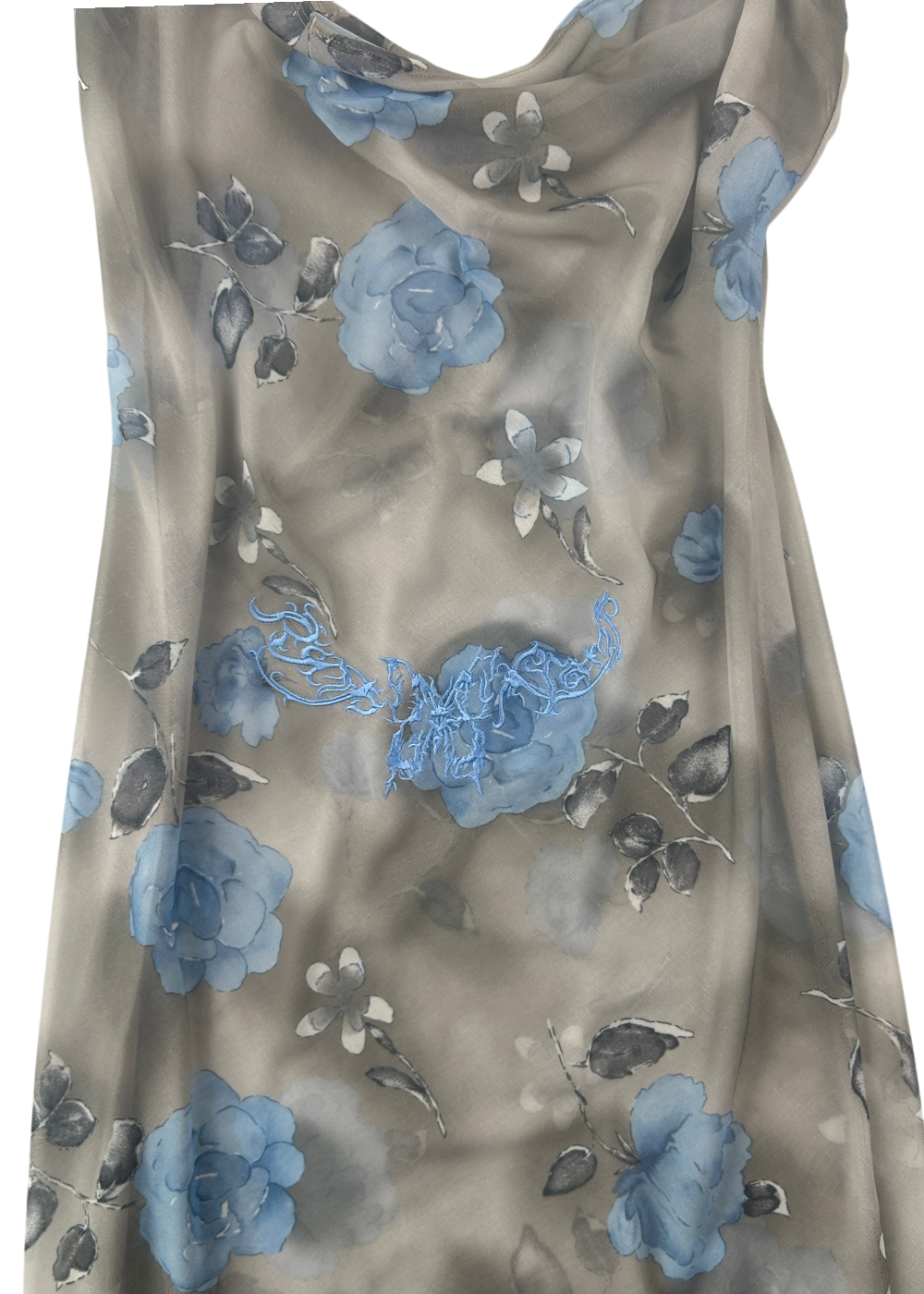 RAMP TRAMP TRAMP STAMP Floral Sheer Cowl Neck Embroidered Maxi Dress
